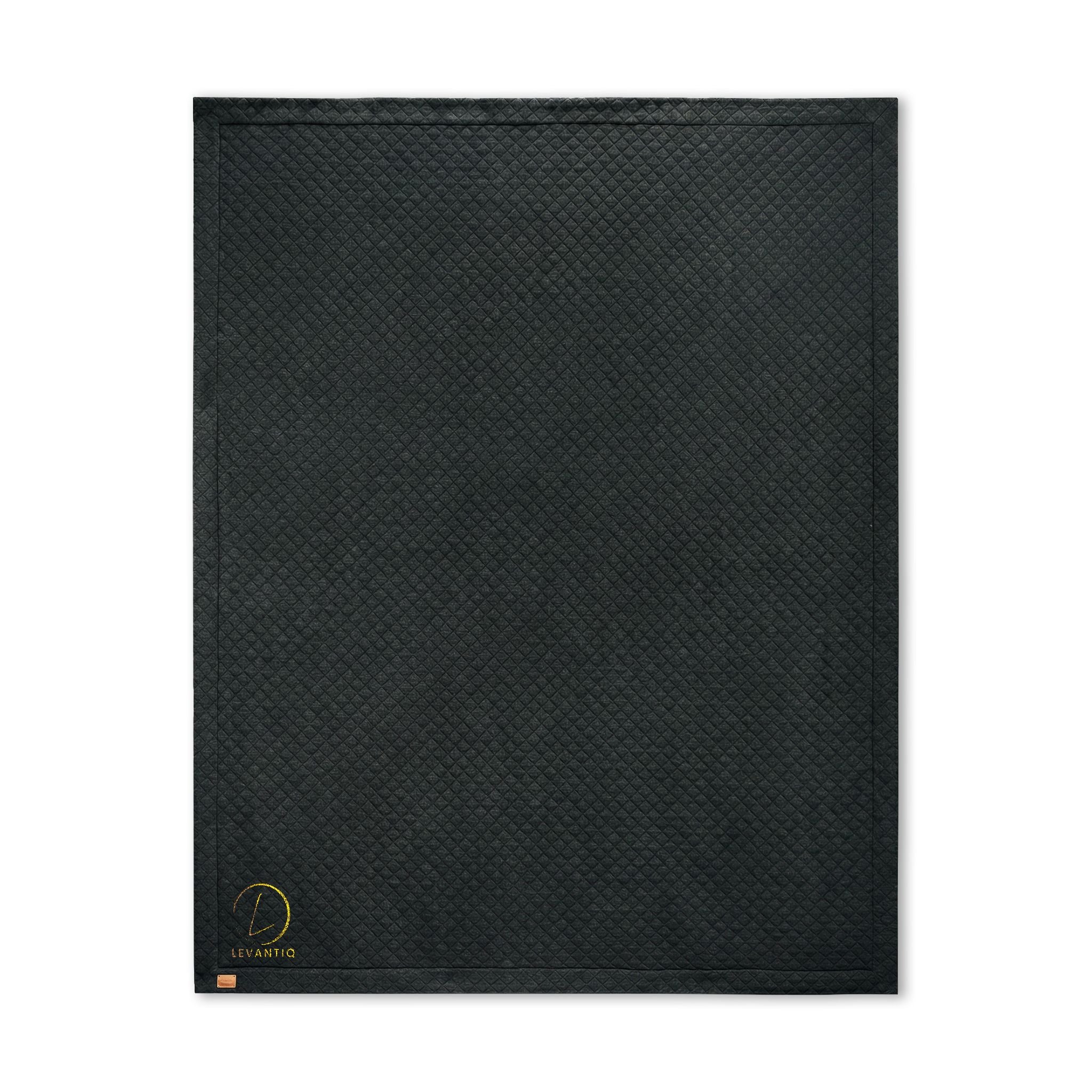 Diamond Quilt Embroidered Blanket — Black Cozy Throw for Living Room & Bedroom