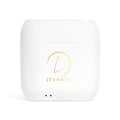 Écouteurs sans fil — Élégant boîtier de charge blanc avec logo Levantiq doré