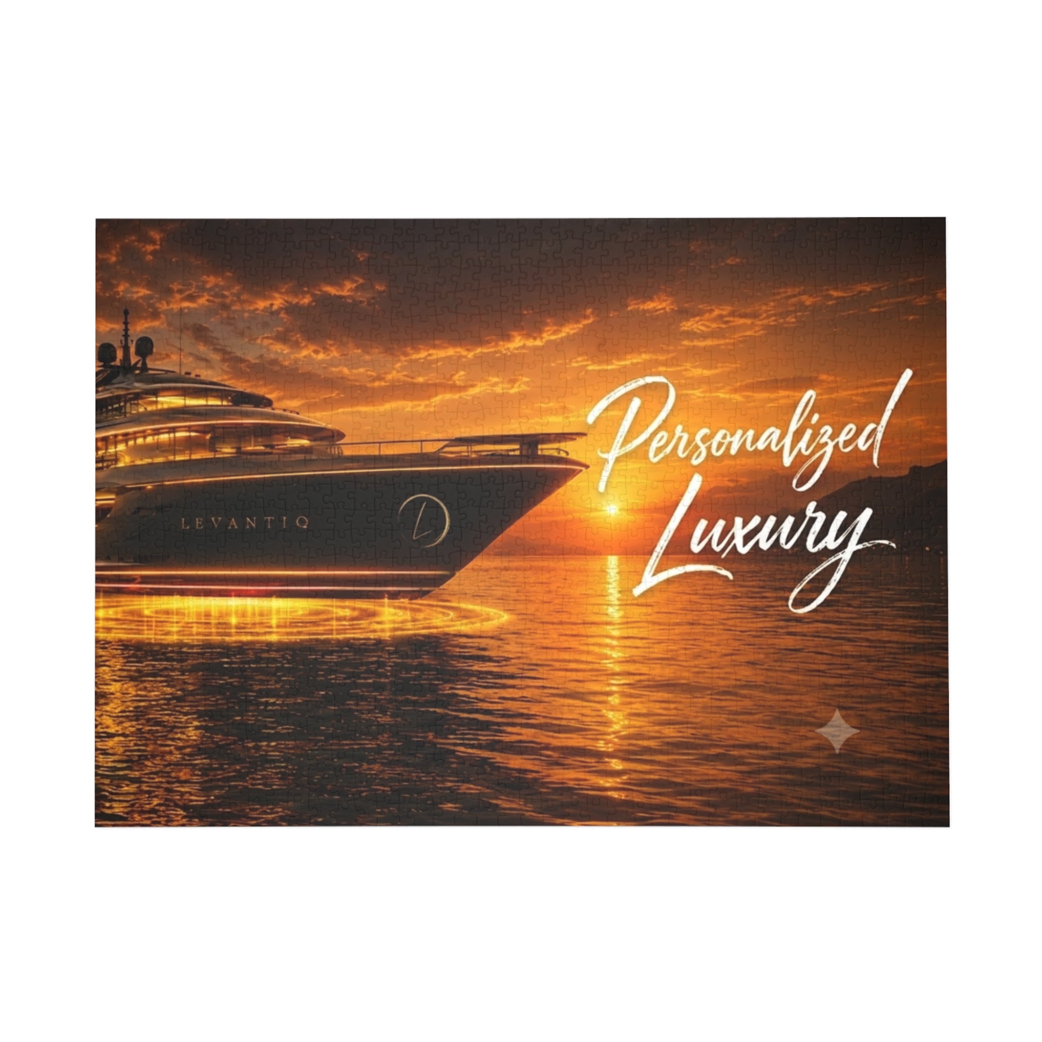 Luxury Yacht Sunset Puzzle — Personalized "Personalized Luxury" Sea Jigsaw (96–1000 pcs)