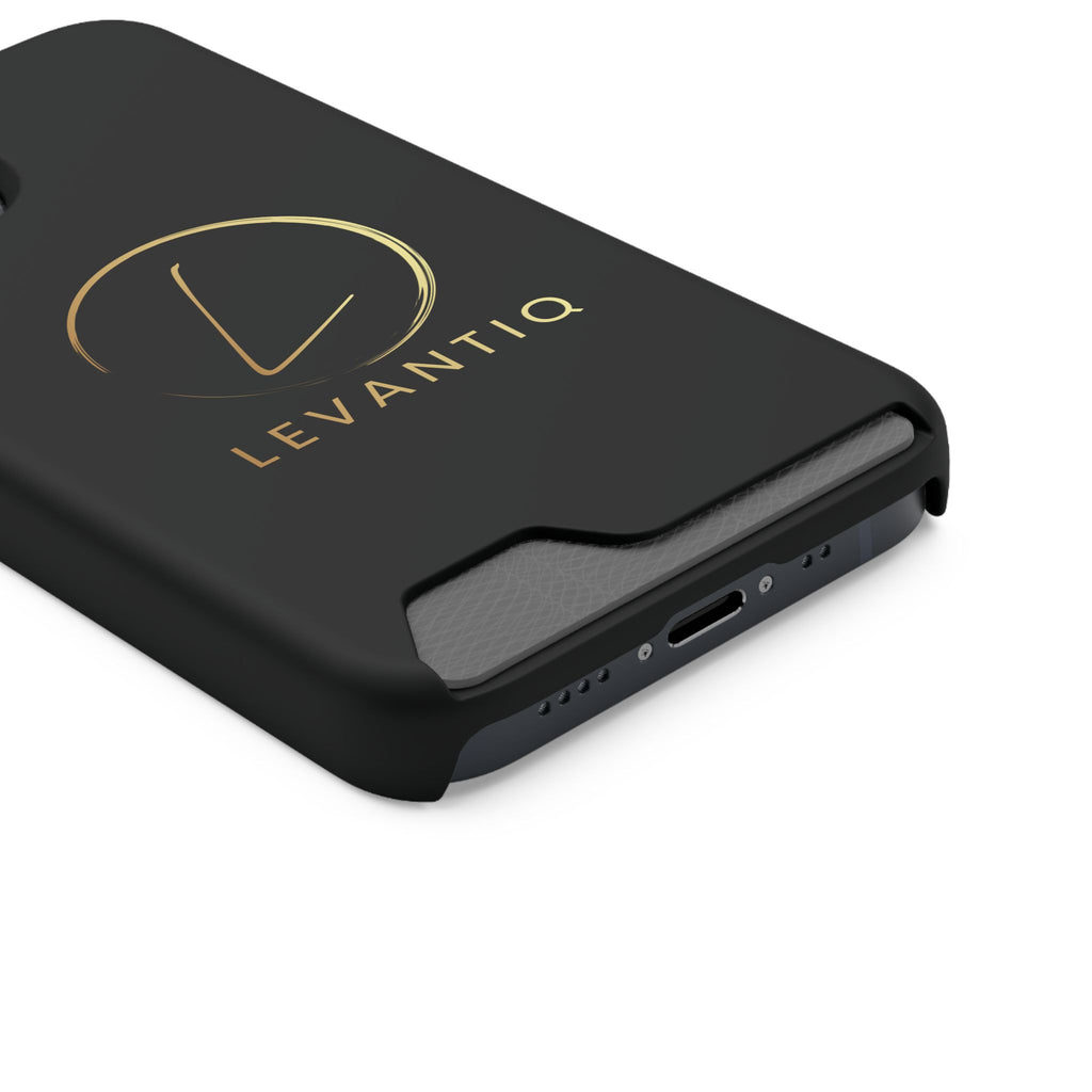 Phone Case with Card Holder — Sleek Black Logo Slim Wallet Case