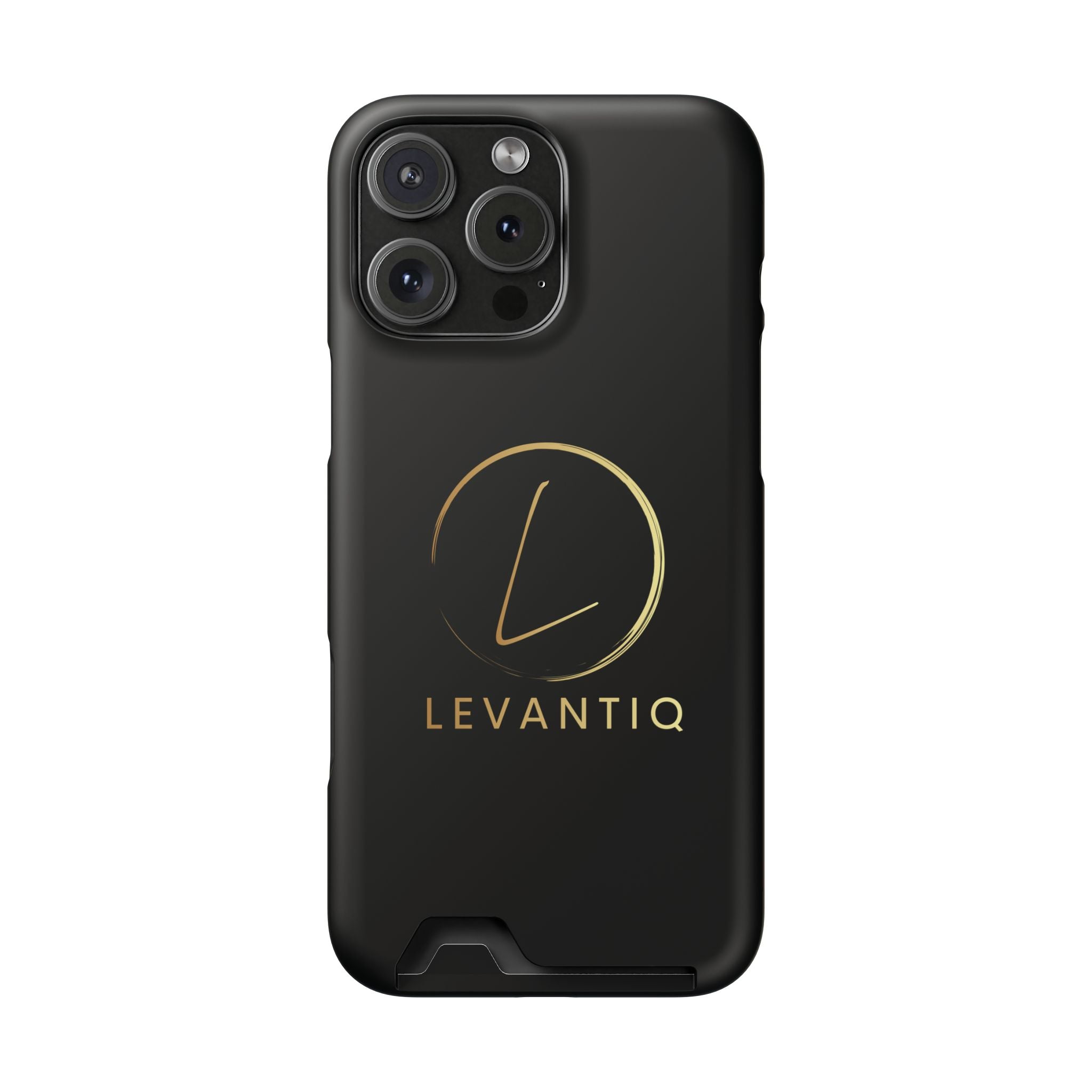 Étui de téléphone avec porte-cartes — Étui portefeuille fin noir élégant avec logo