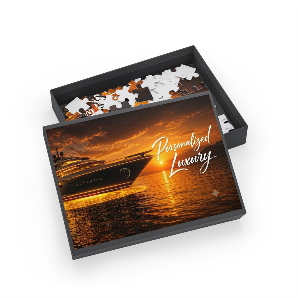 Luxury Yacht Sunset Puzzle — Personalized "Personalized Luxury" Sea Jigsaw (96–1000 pcs)