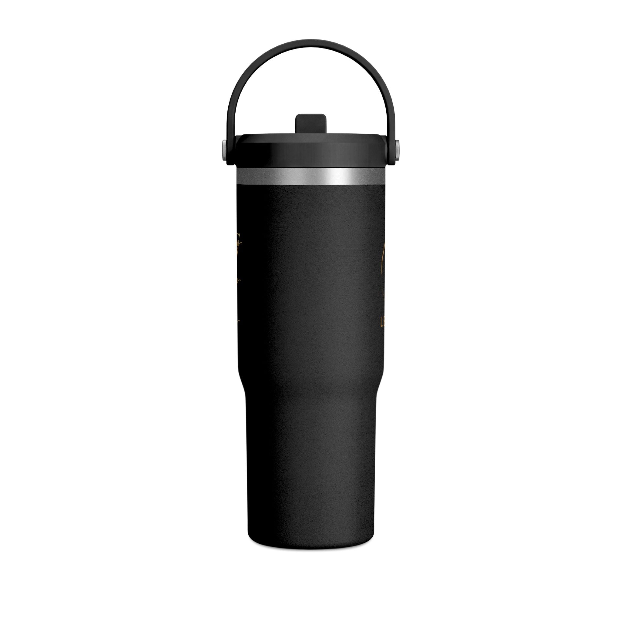 Gobelet isotherme Nomad 946 ml — Bouteille de voyage noire mate avec logo LevantiQ doré