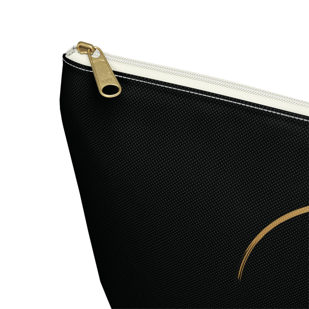 Luxury Black Accessory Pouch — Cosmetic & Travel T-Bottom Bag