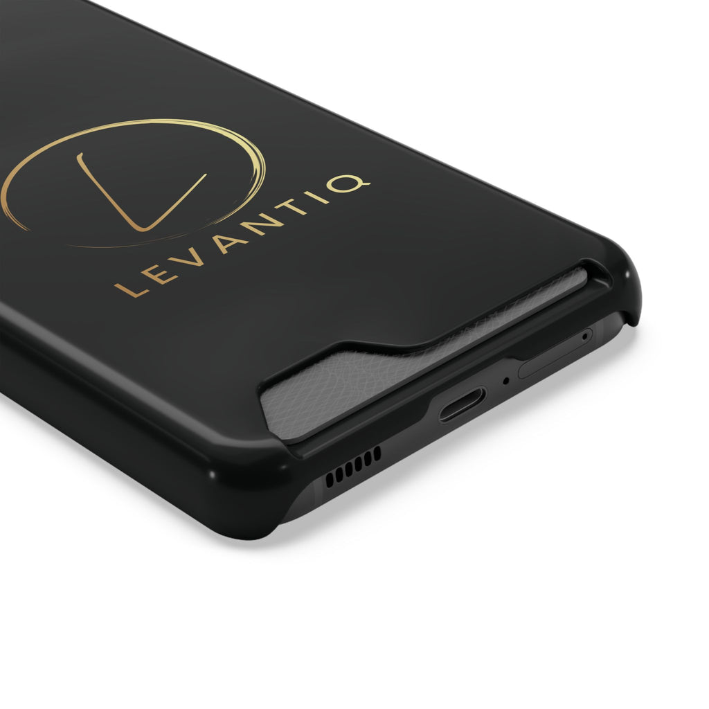 Phone Case with Card Holder — Sleek Black Logo Slim Wallet Case