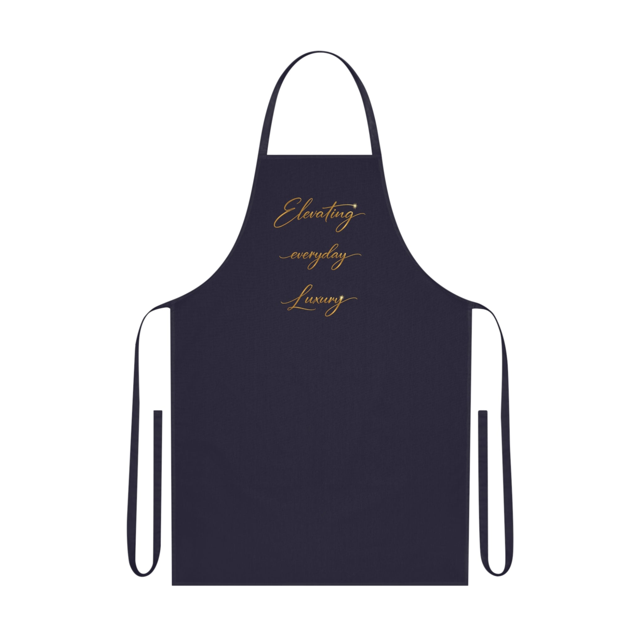 Embracing Everyday Luxury Apron — Black Cotton Chef Apron with Gold Script