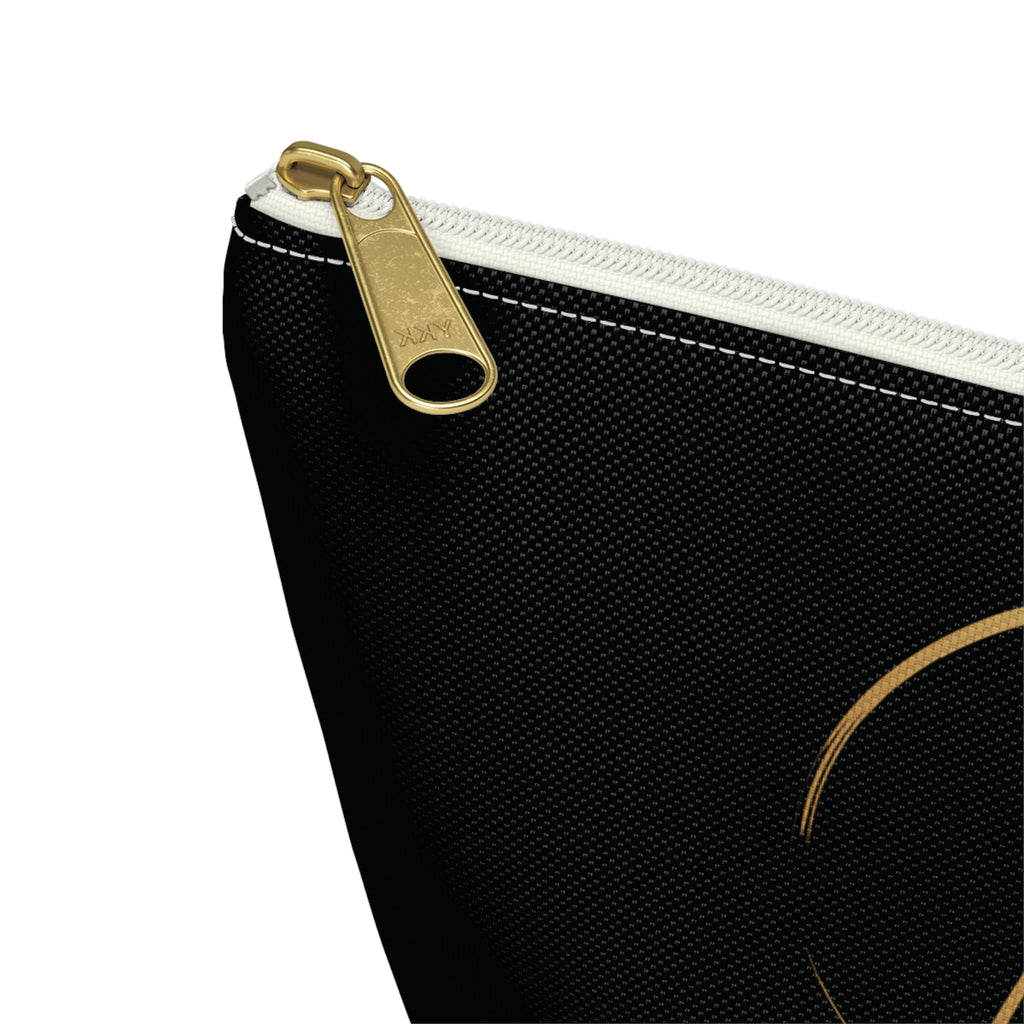 Luxury Black Accessory Pouch — Cosmetic & Travel T-Bottom Bag