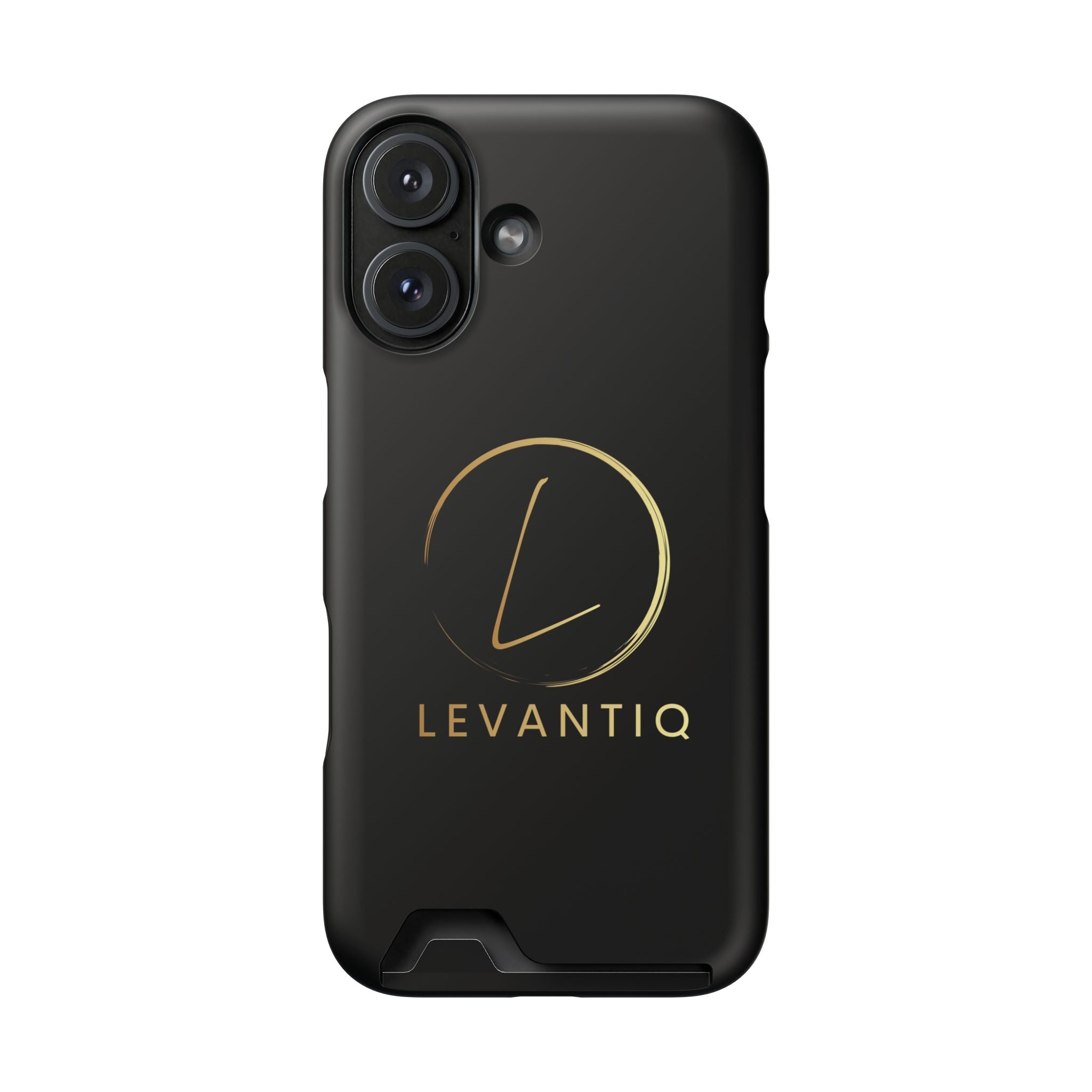 Étui de téléphone avec porte-cartes — Étui portefeuille fin noir élégant avec logo