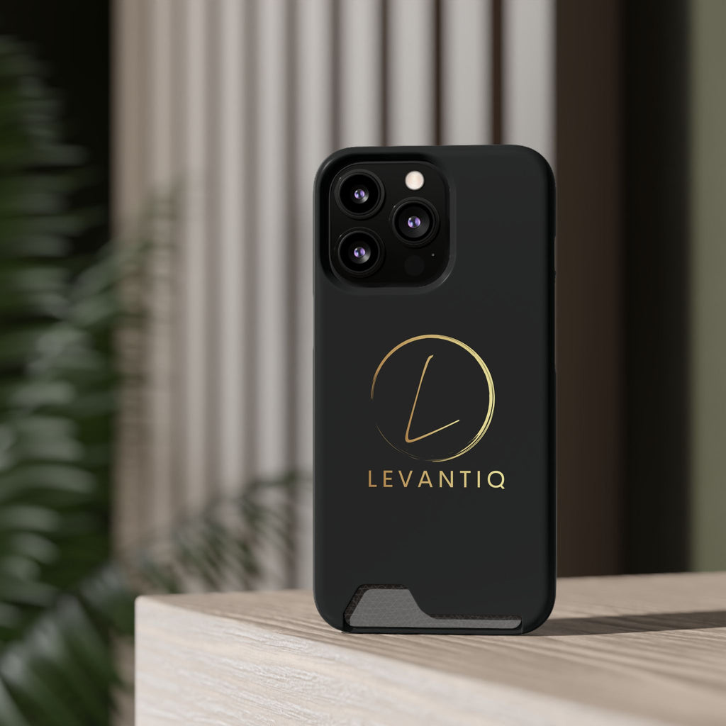 Phone Case with Card Holder — Sleek Black Logo Slim Wallet Case