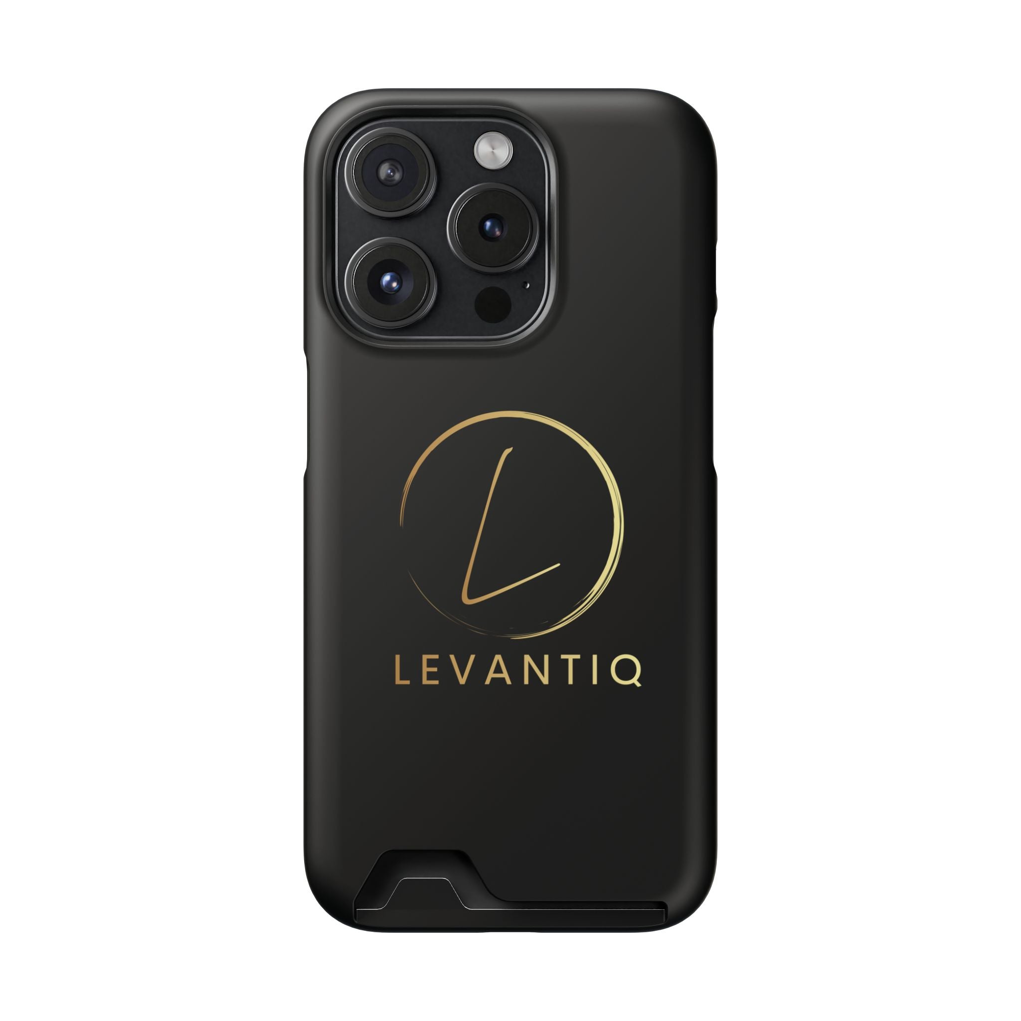 Étui de téléphone avec porte-cartes — Étui portefeuille fin noir élégant avec logo