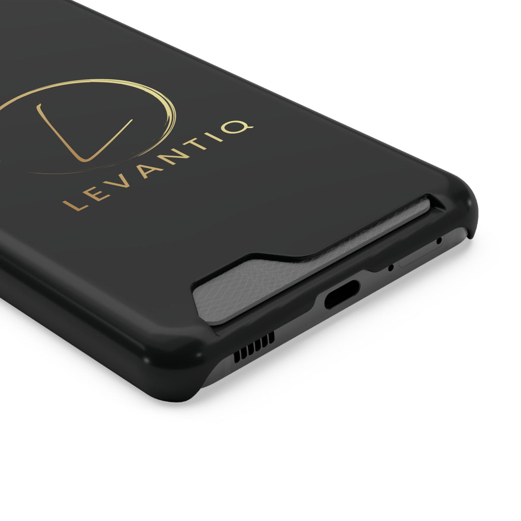 Phone Case with Card Holder — Sleek Black Logo Slim Wallet Case