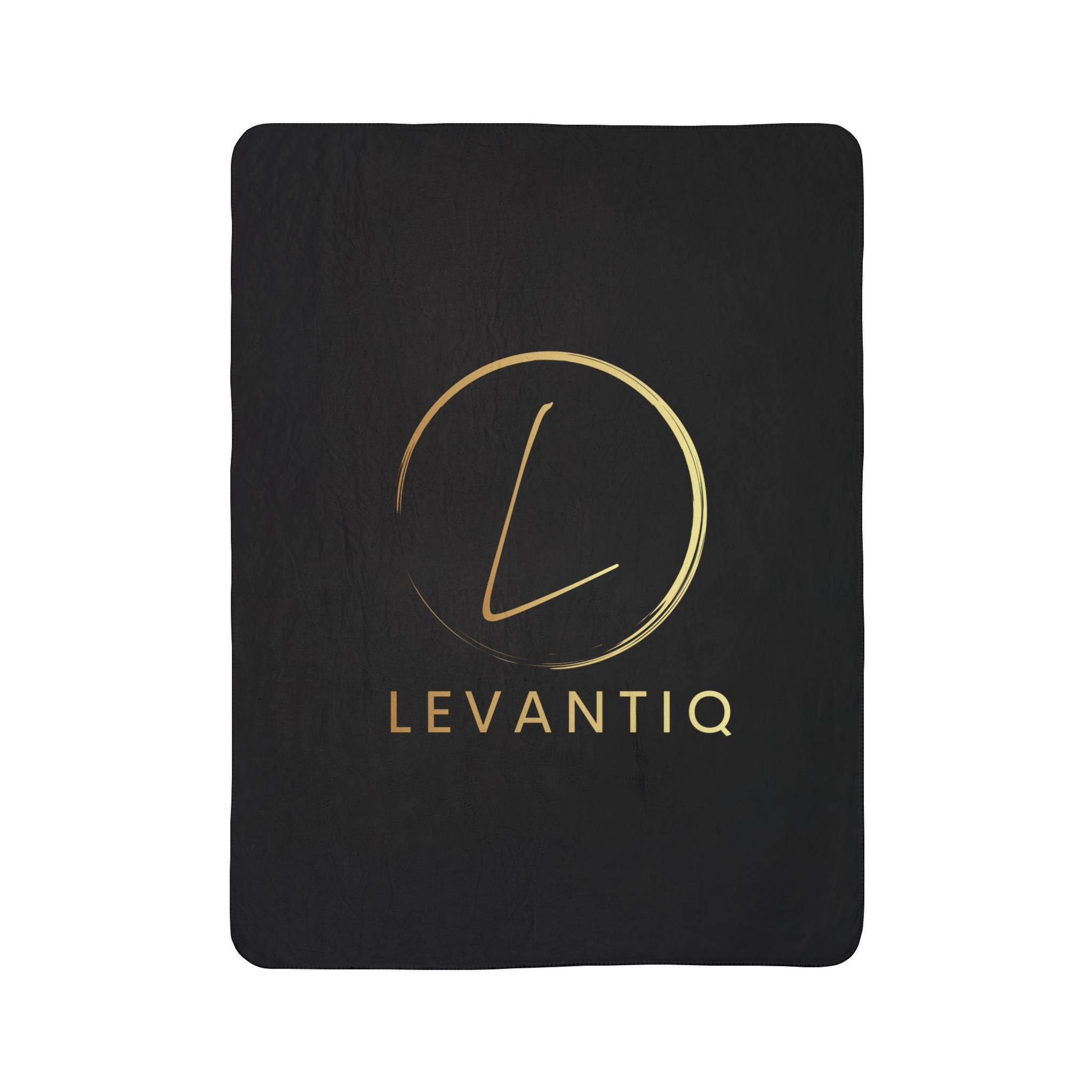 Levantiq Gold Logo Sherpa Blanket — Luxurious Black Fleece Throw