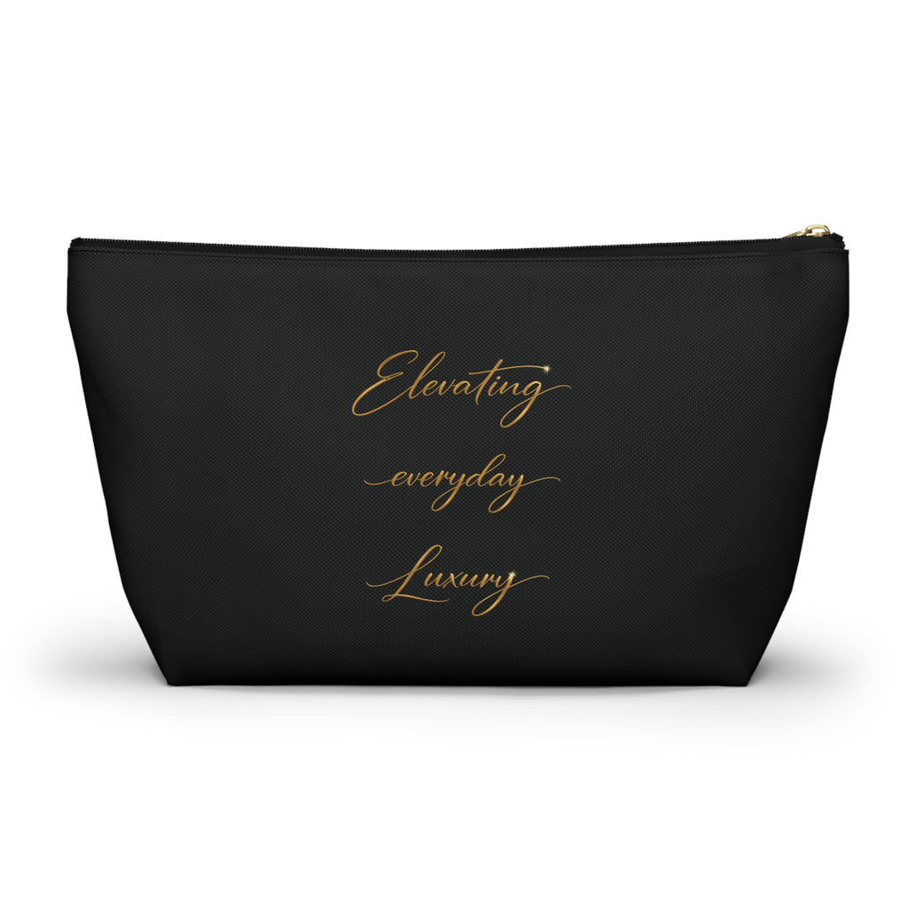 Luxury Black Accessory Pouch — Cosmetic & Travel T-Bottom Bag