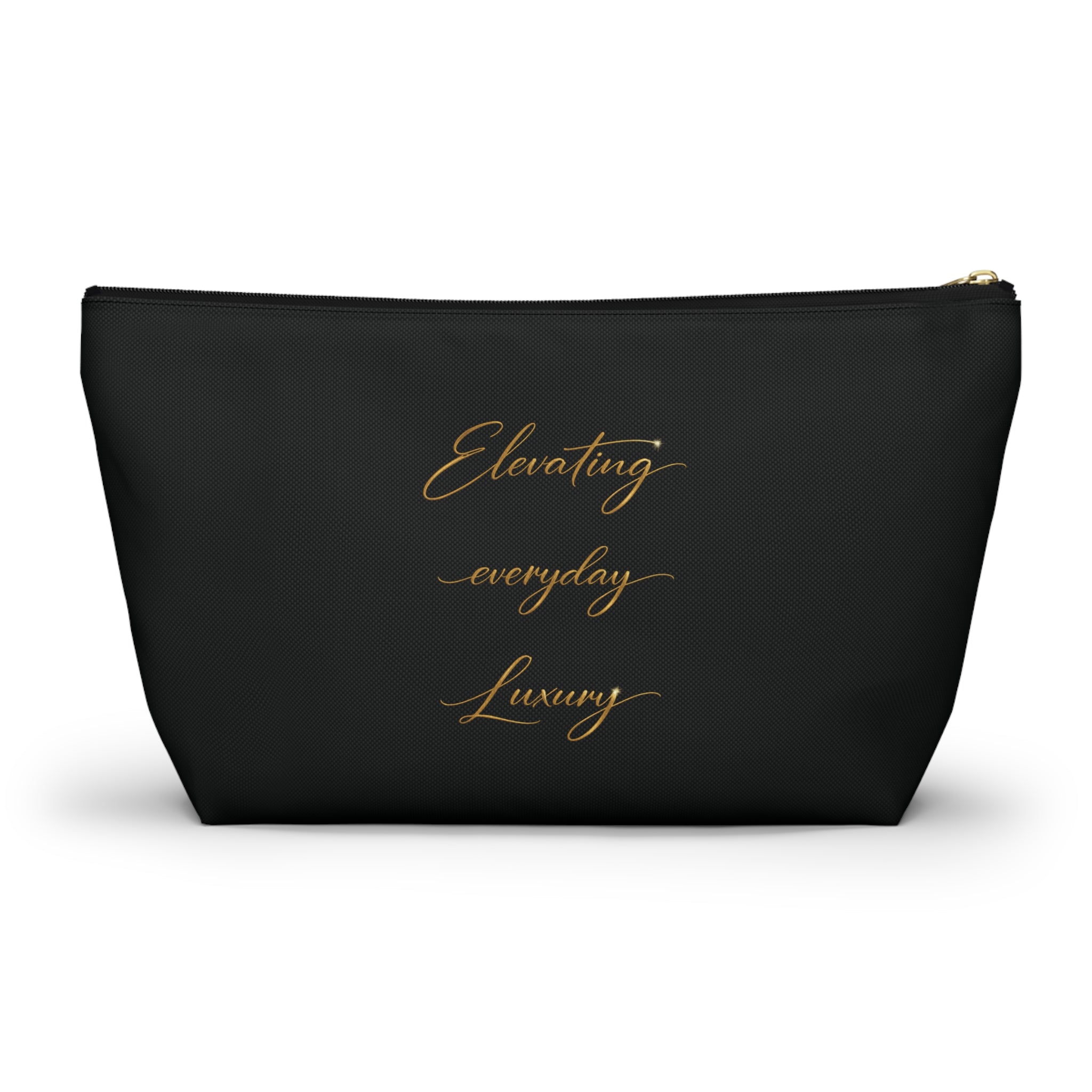 Luxury Black Accessory Pouch — Cosmetic & Travel T-Bottom Bag