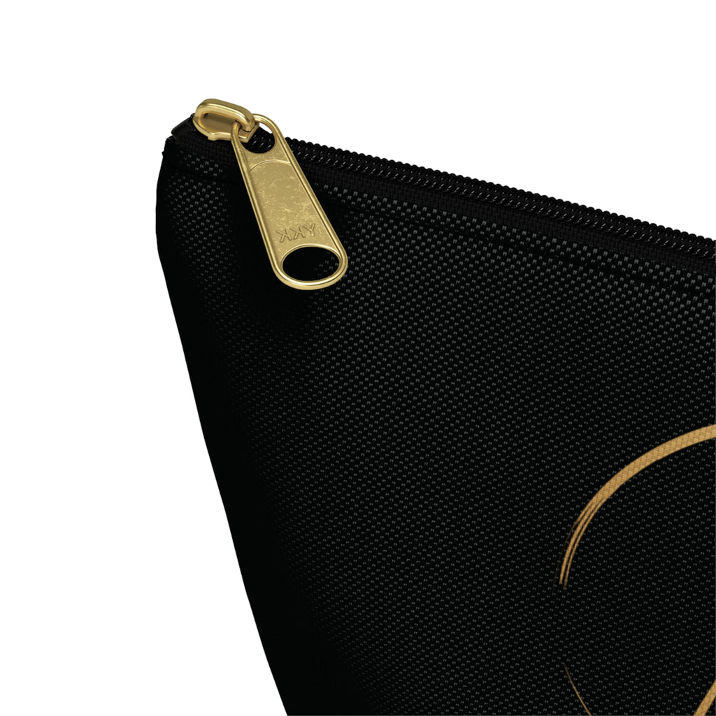 Luxury Black Accessory Pouch — Cosmetic & Travel T-Bottom Bag