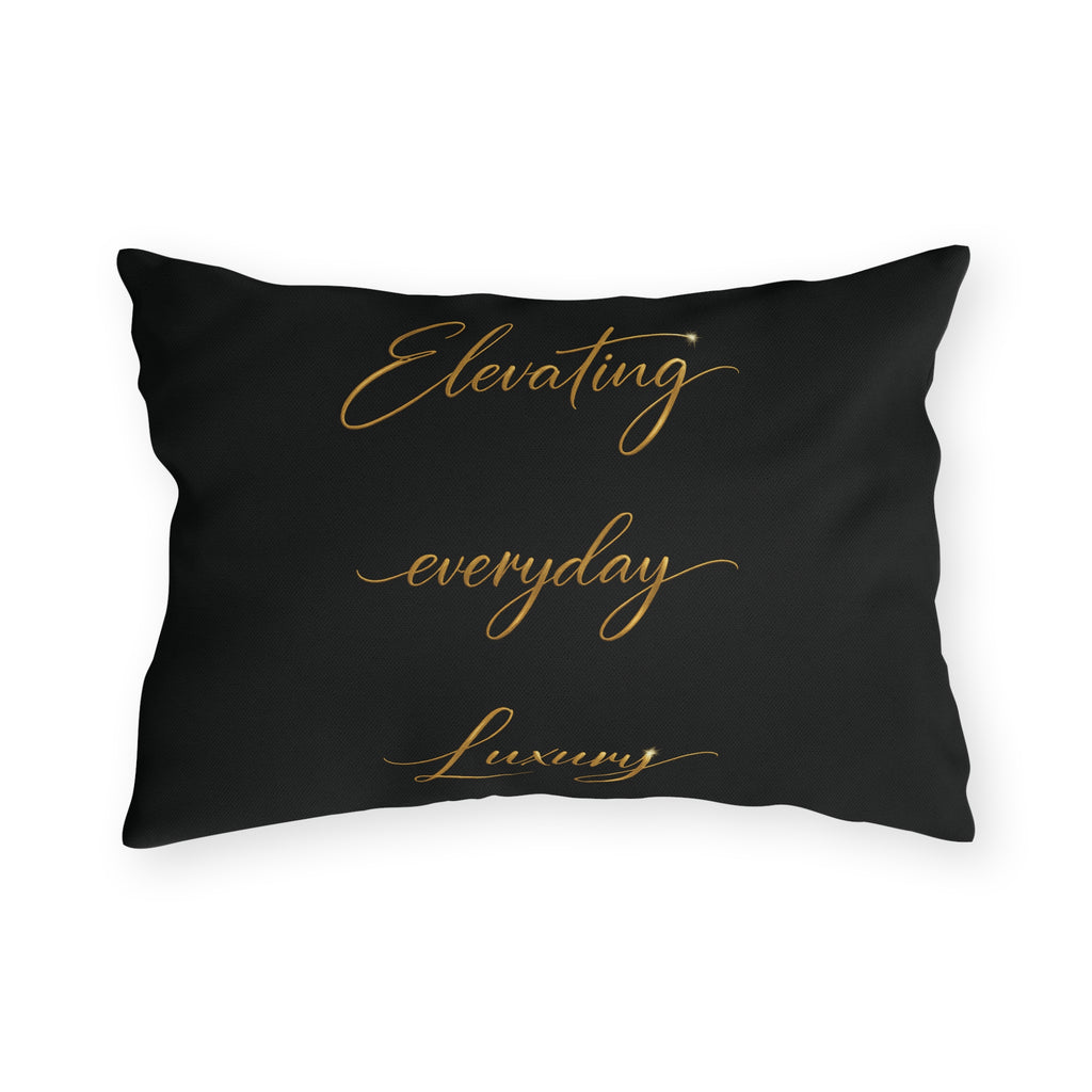 Outdoor Pillow — Black & Gold 'Levantiq' Luxury Logo & 'Elevating Everyday Luxury' Accent Cushion