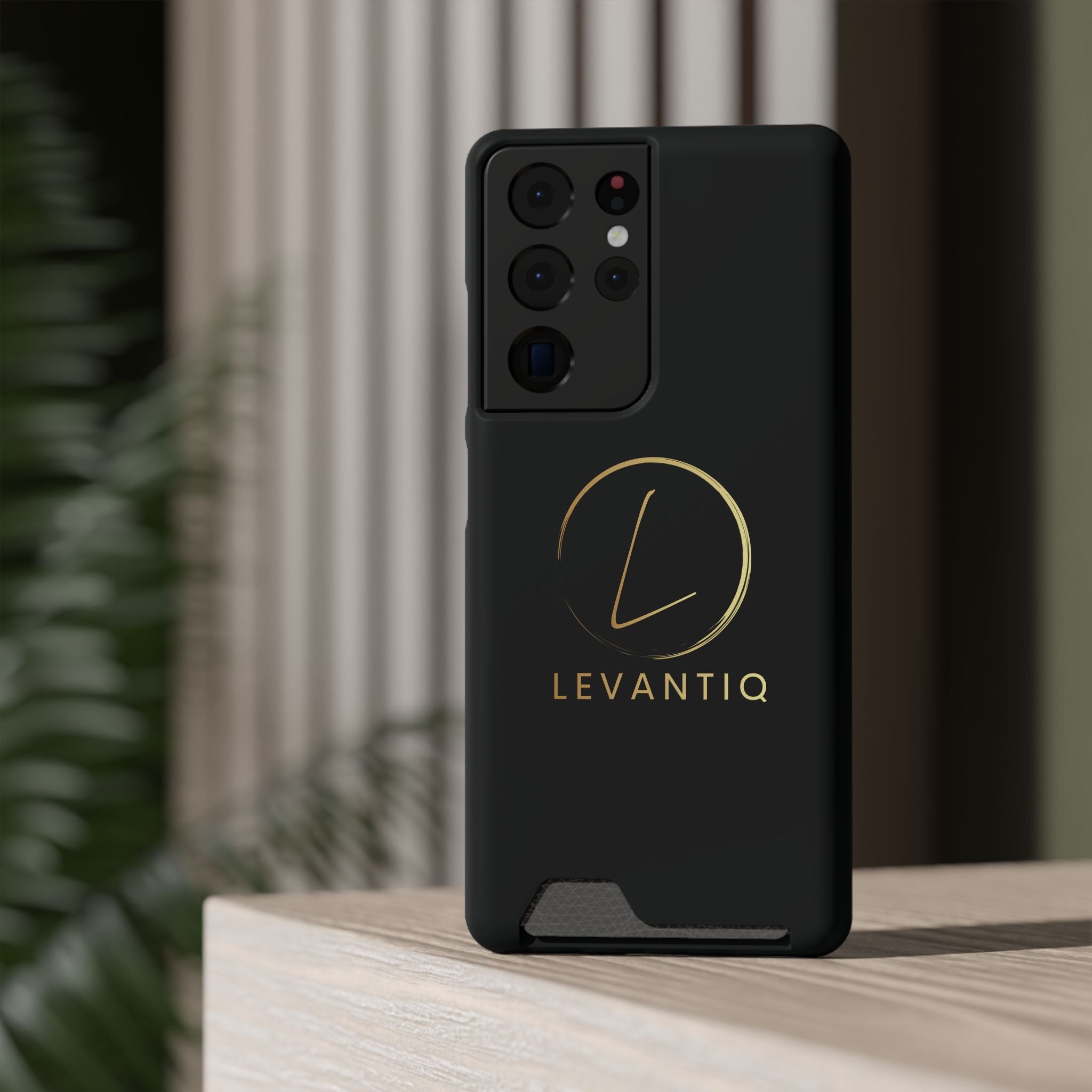 Phone Case with Card Holder — Sleek Black Logo Slim Wallet Case