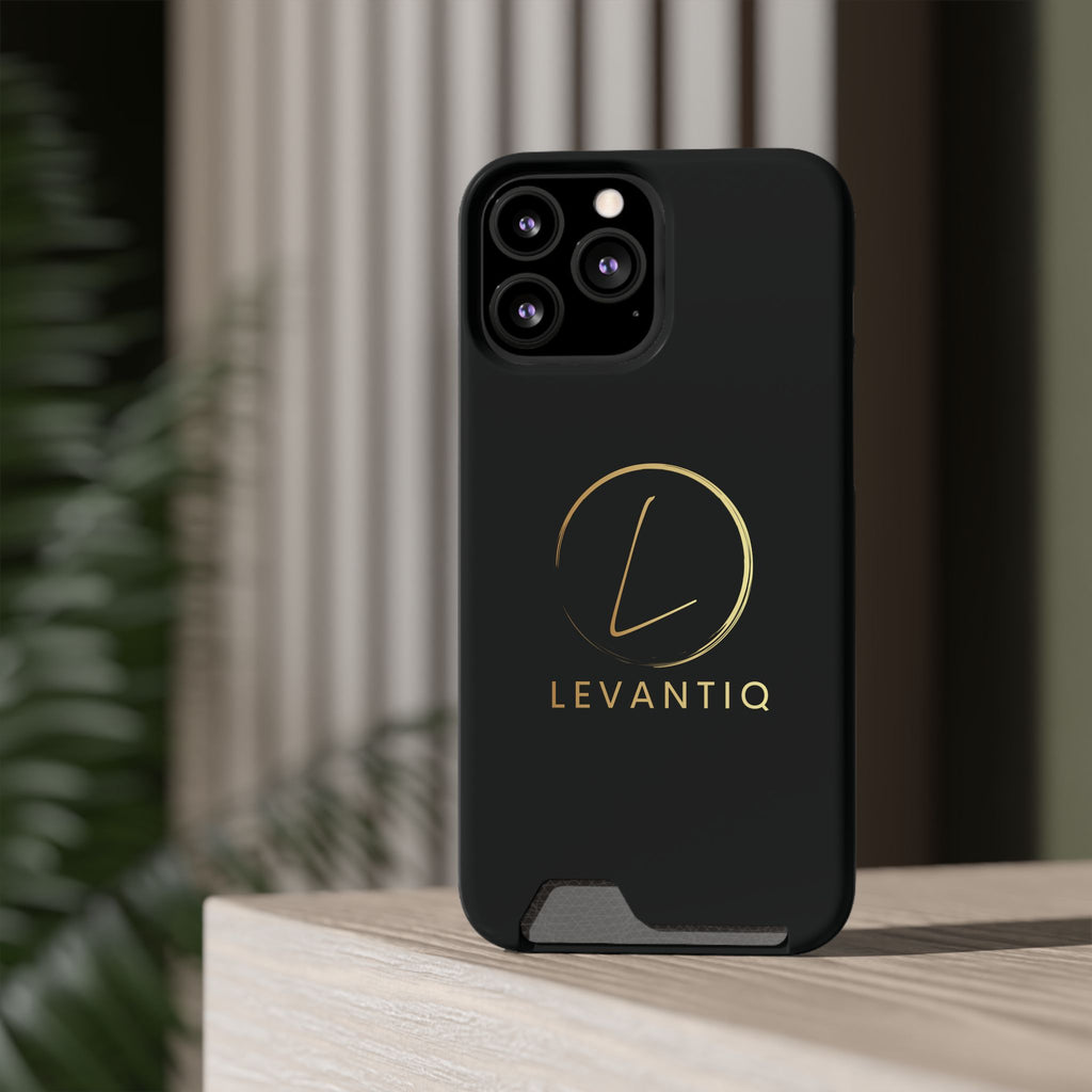Phone Case with Card Holder — Sleek Black Logo Slim Wallet Case