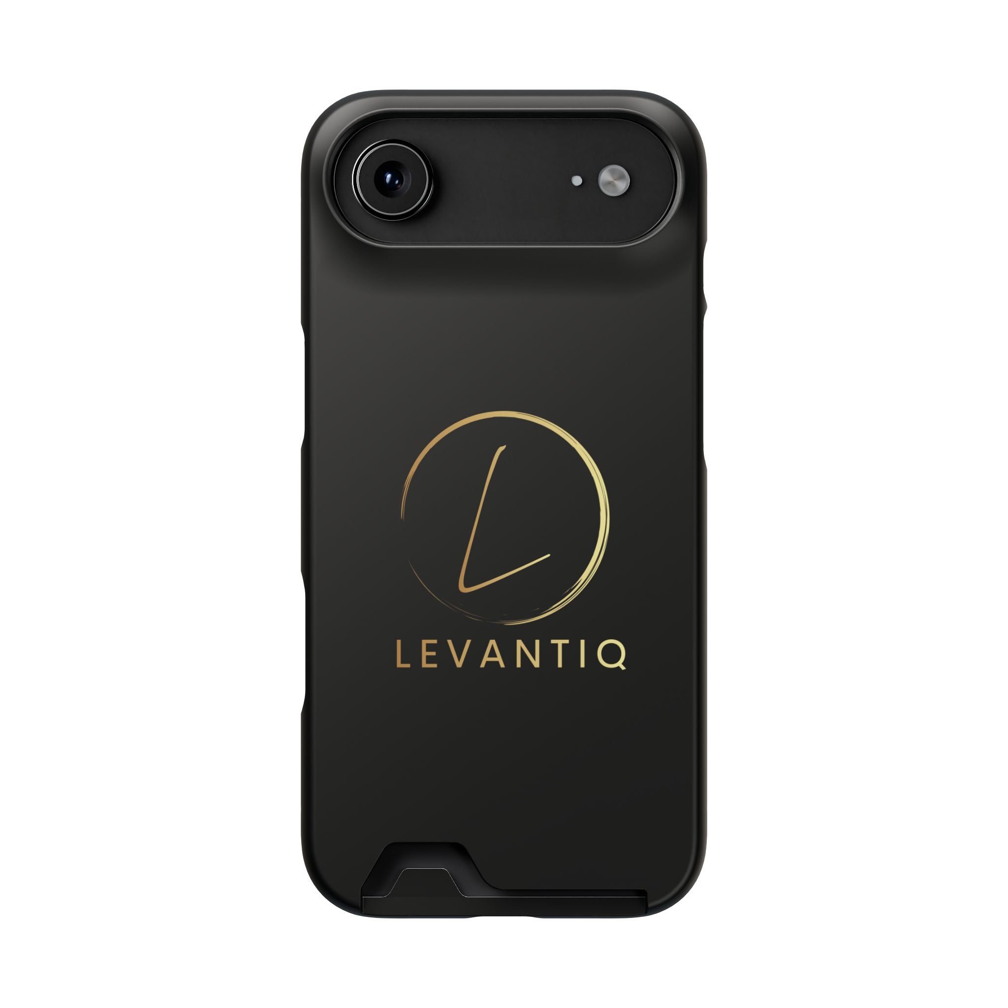 Étui de téléphone avec porte-cartes — Étui portefeuille fin noir élégant avec logo