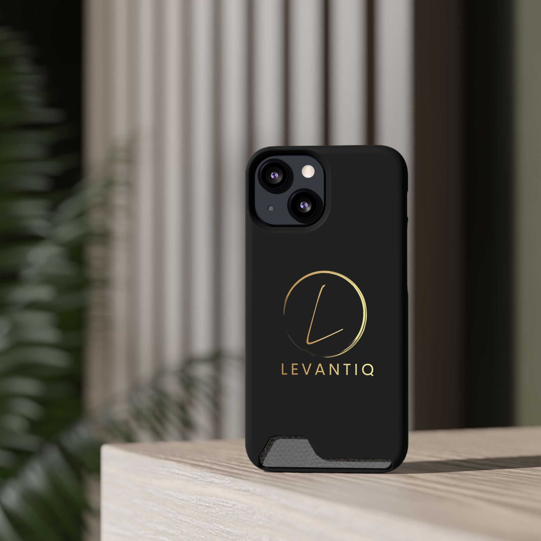Phone Case with Card Holder — Sleek Black Logo Slim Wallet Case