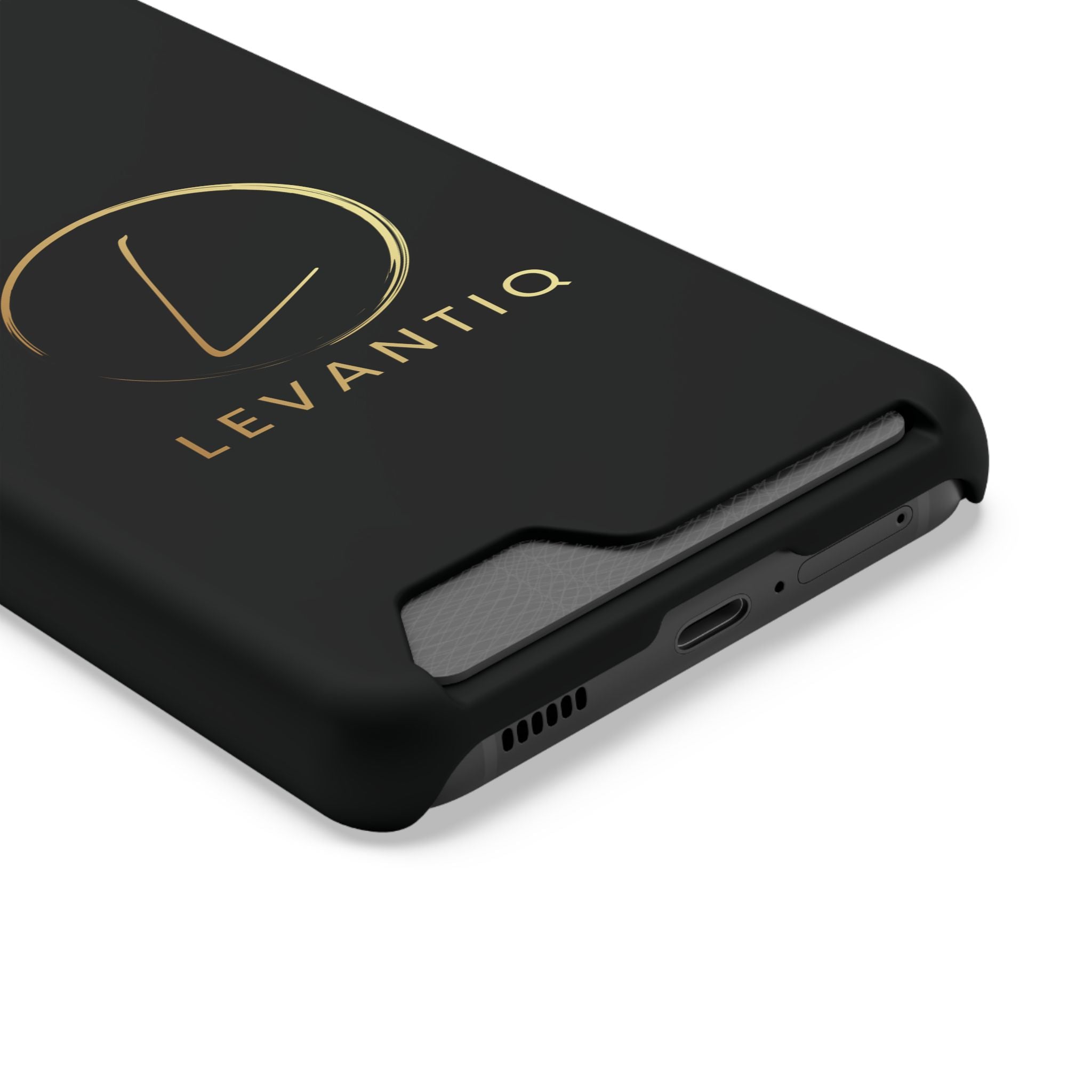 Phone Case with Card Holder — Sleek Black Logo Slim Wallet Case