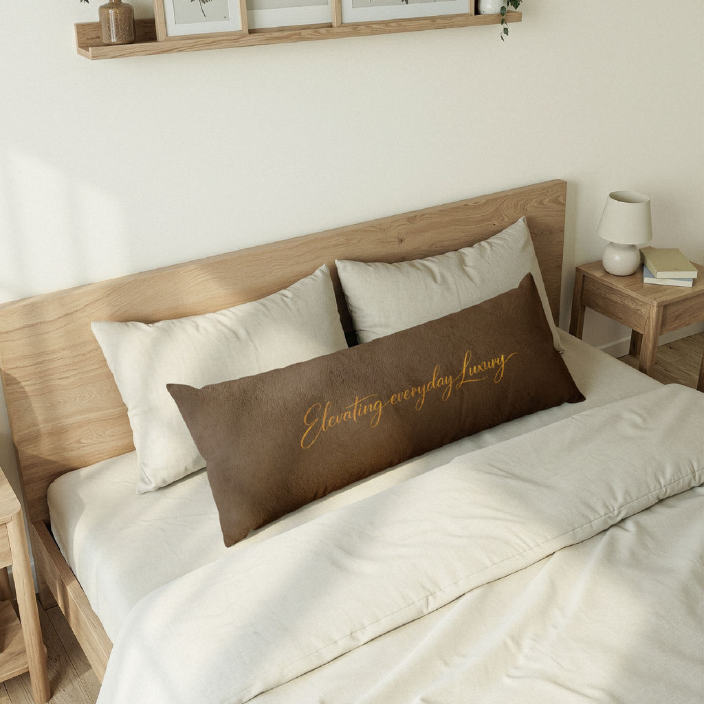 Body Pillow — 'Elevating Everyday Luxury' Brown Logo Decorative Pillow