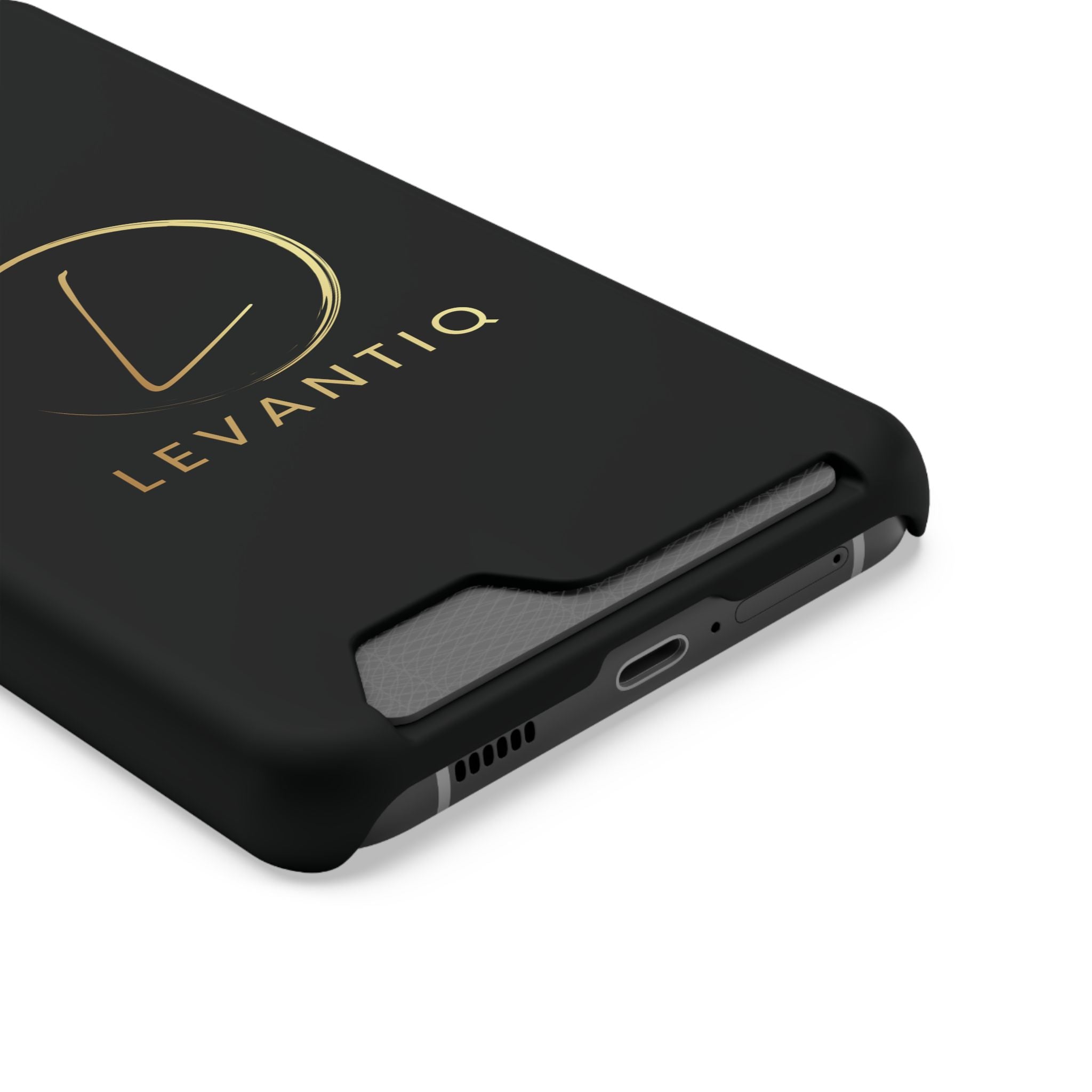 Phone Case with Card Holder — Sleek Black Logo Slim Wallet Case
