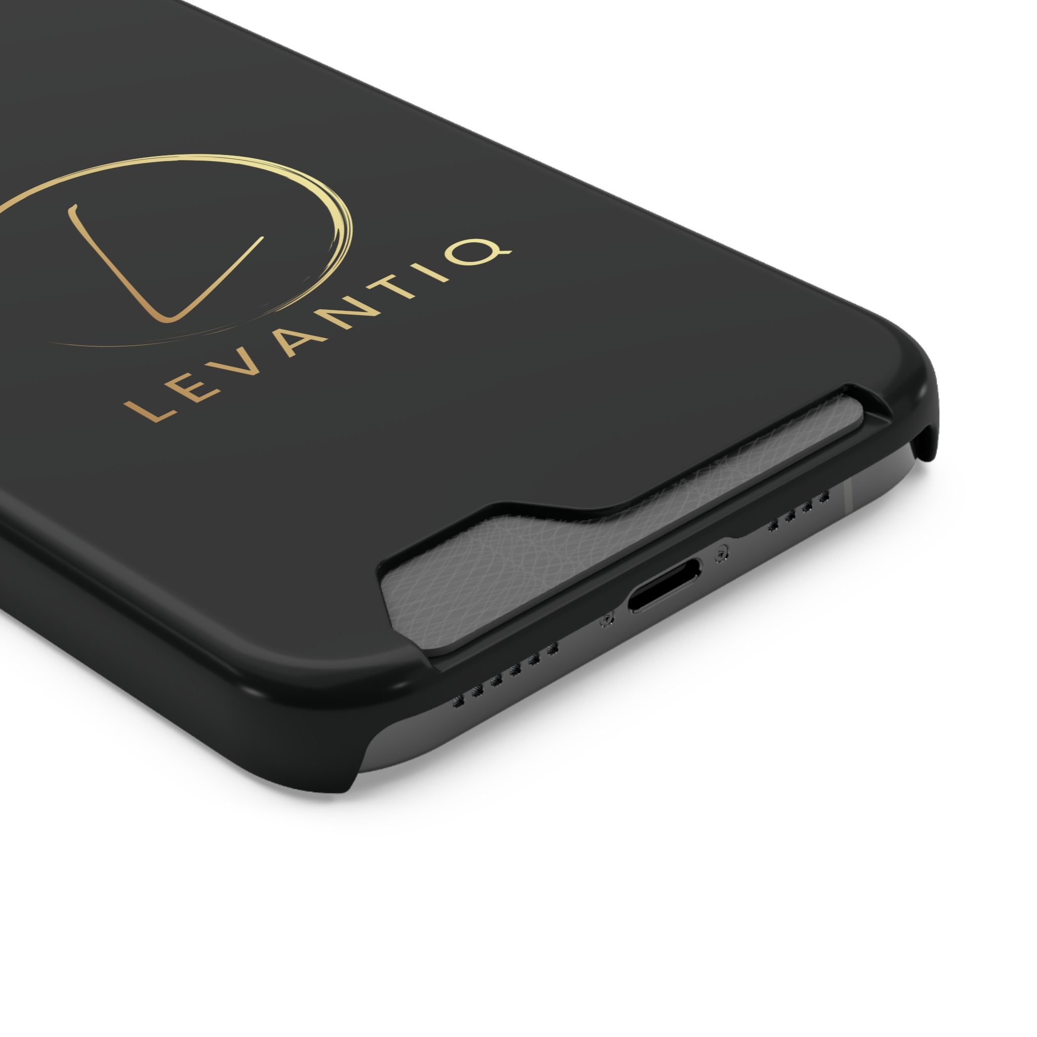 Phone Case with Card Holder — Sleek Black Logo Slim Wallet Case