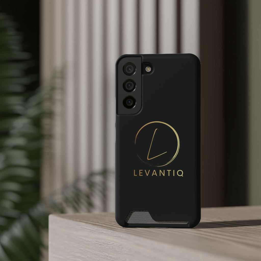 Phone Case with Card Holder — Sleek Black Logo Slim Wallet Case