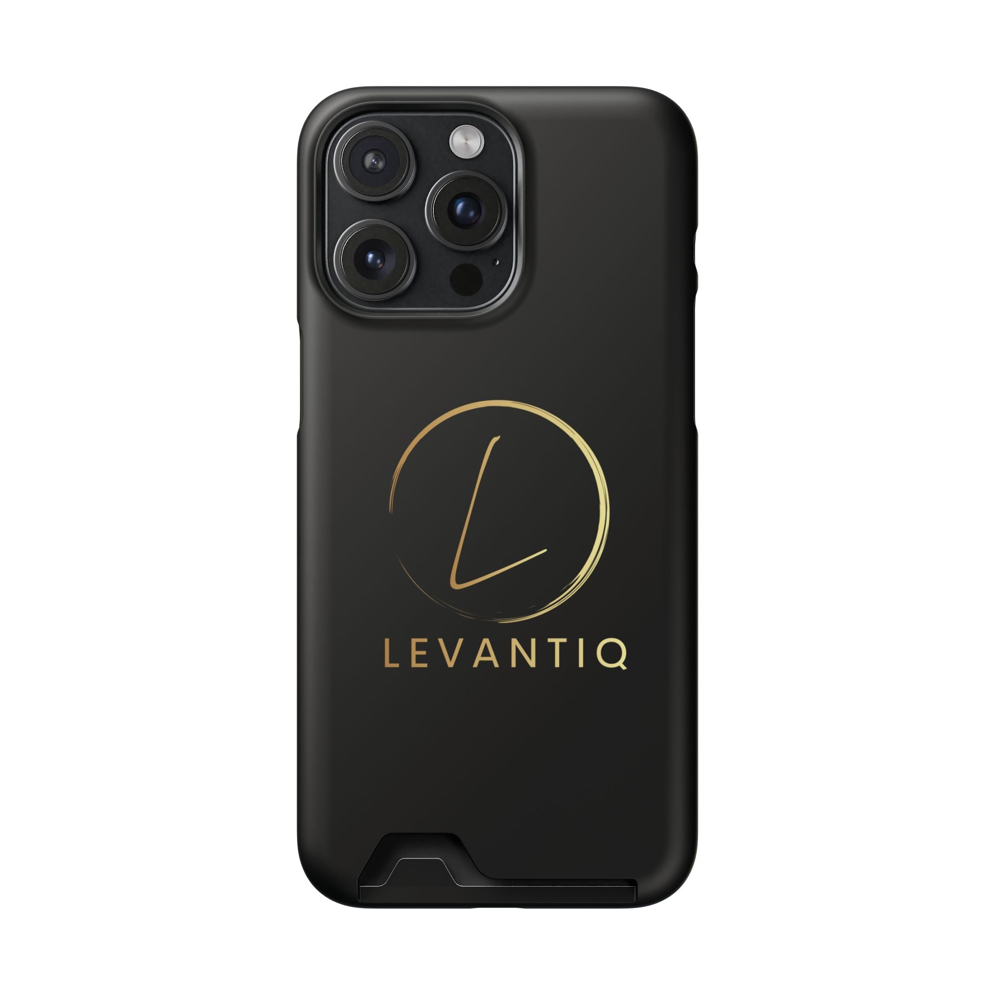 Étui de téléphone avec porte-cartes — Étui portefeuille fin noir élégant avec logo