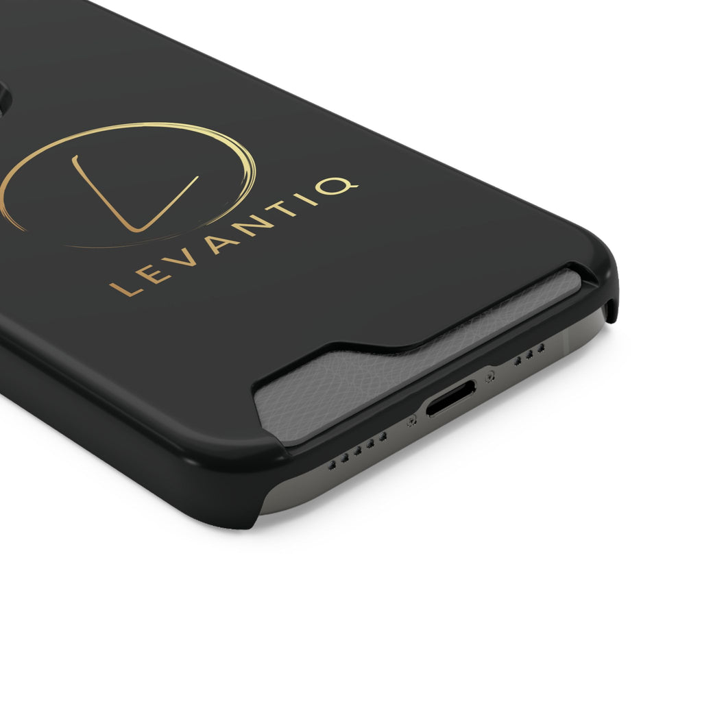 Phone Case with Card Holder — Sleek Black Logo Slim Wallet Case