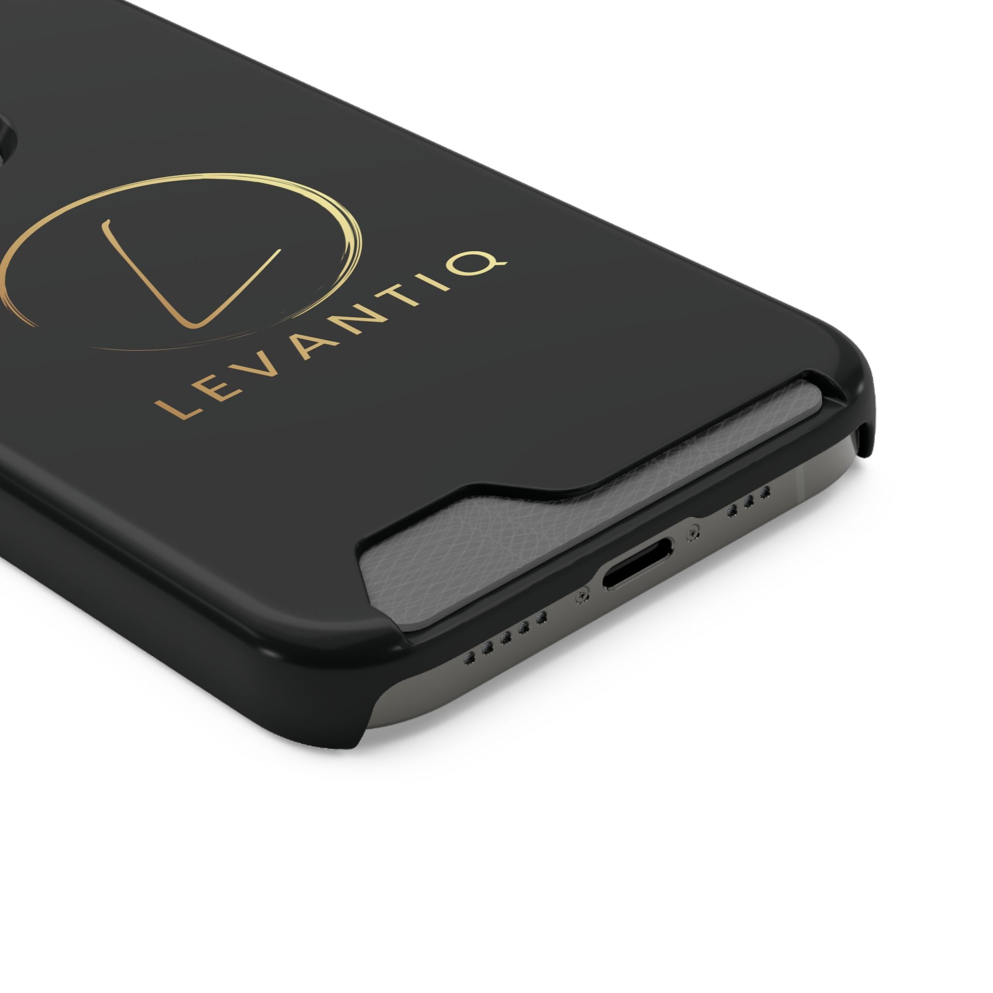 Phone Case with Card Holder — Sleek Black Logo Slim Wallet Case