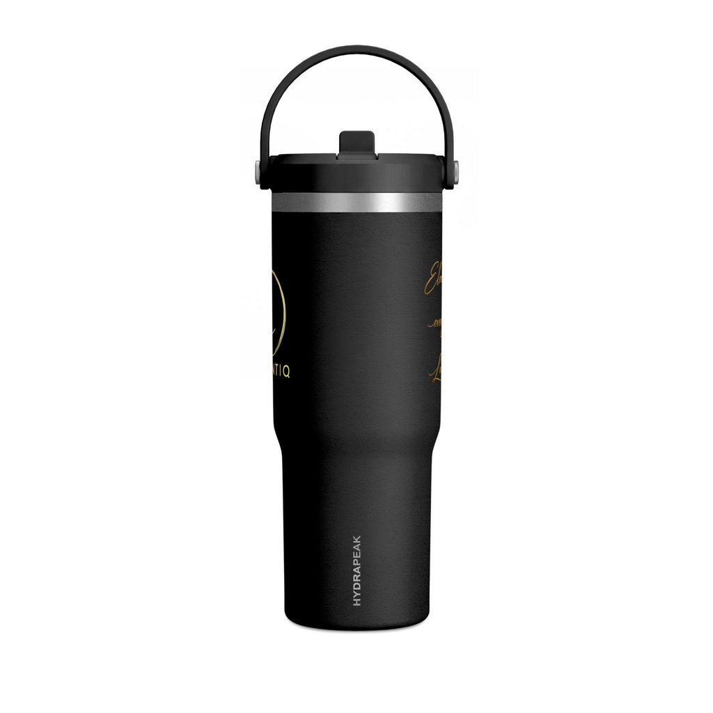Gobelet isotherme Nomad 946 ml — Bouteille de voyage noire mate avec logo LevantiQ doré