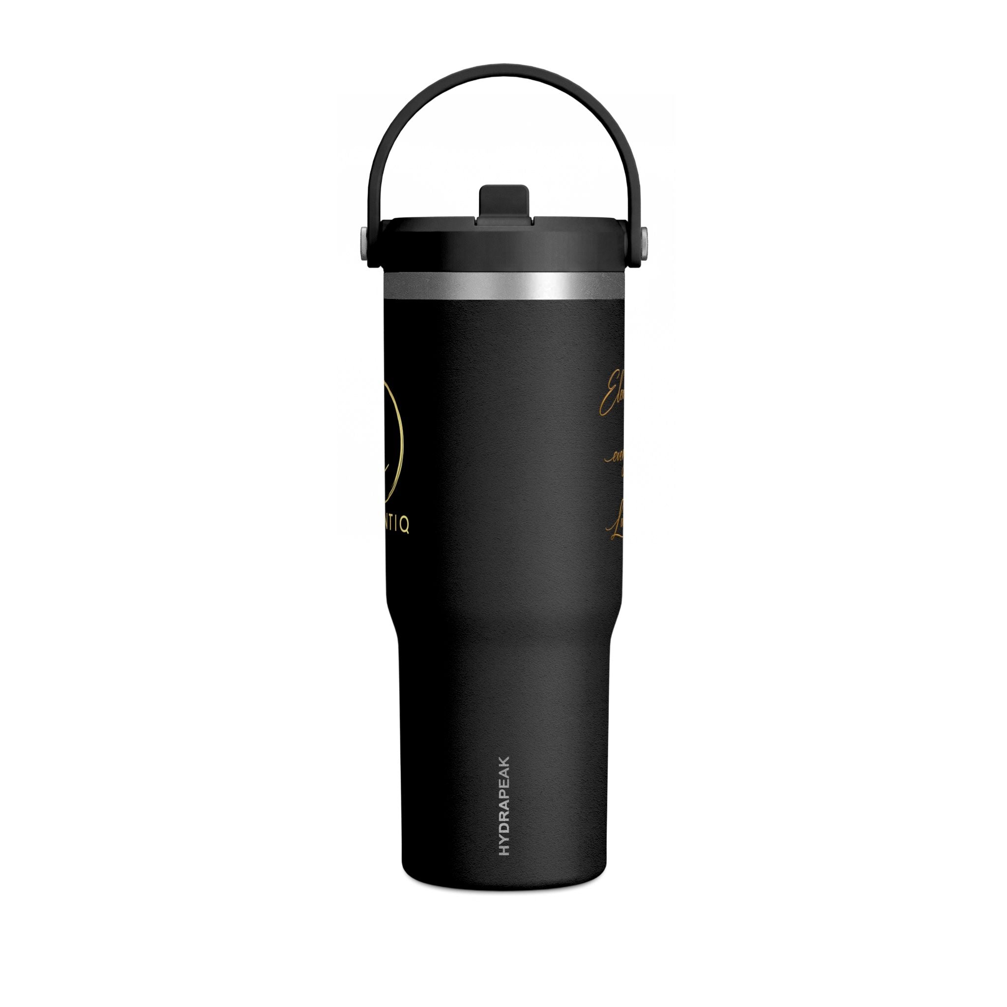 Gobelet isotherme Nomad 946 ml — Bouteille de voyage noire mate avec logo LevantiQ doré