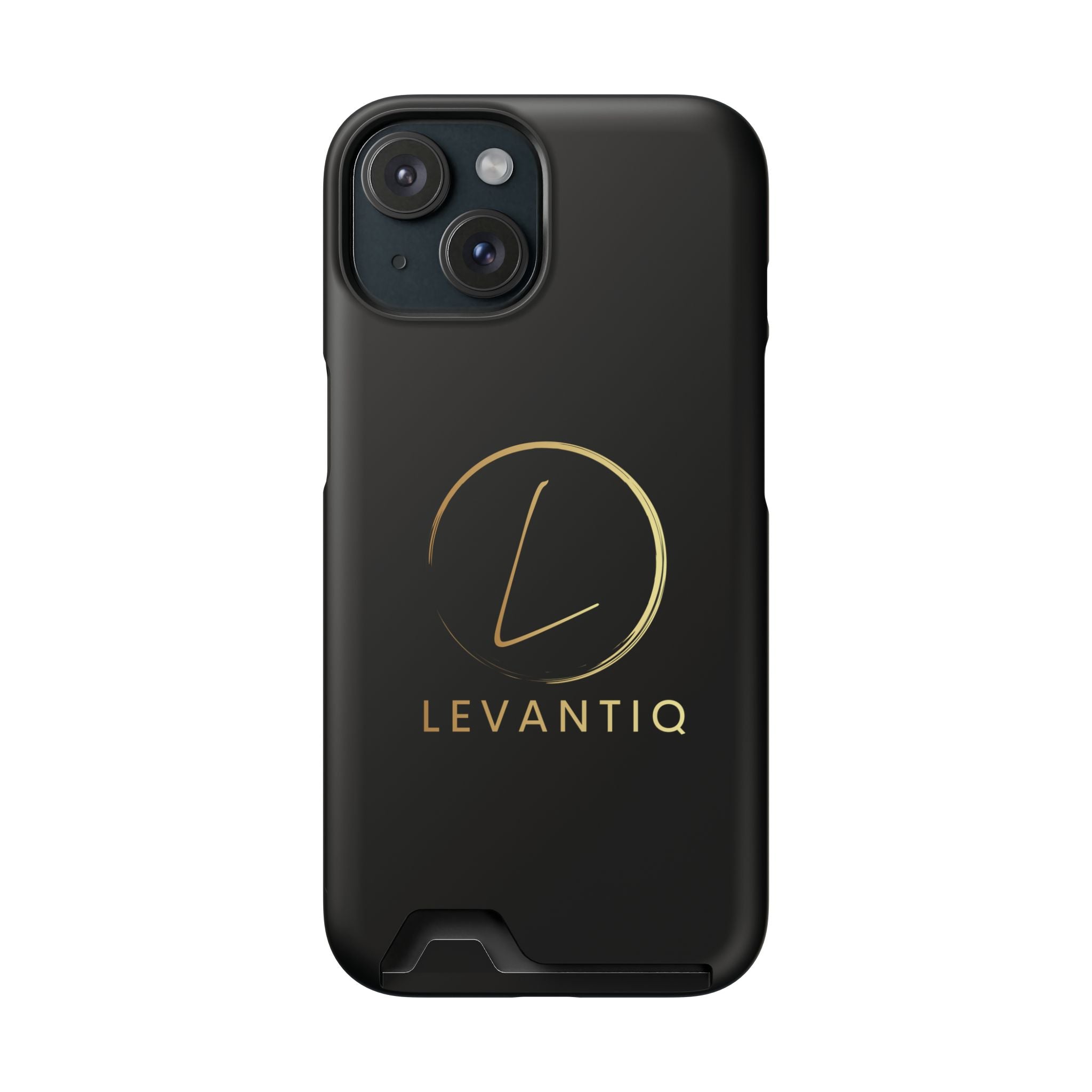 Étui de téléphone avec porte-cartes — Étui portefeuille fin noir élégant avec logo