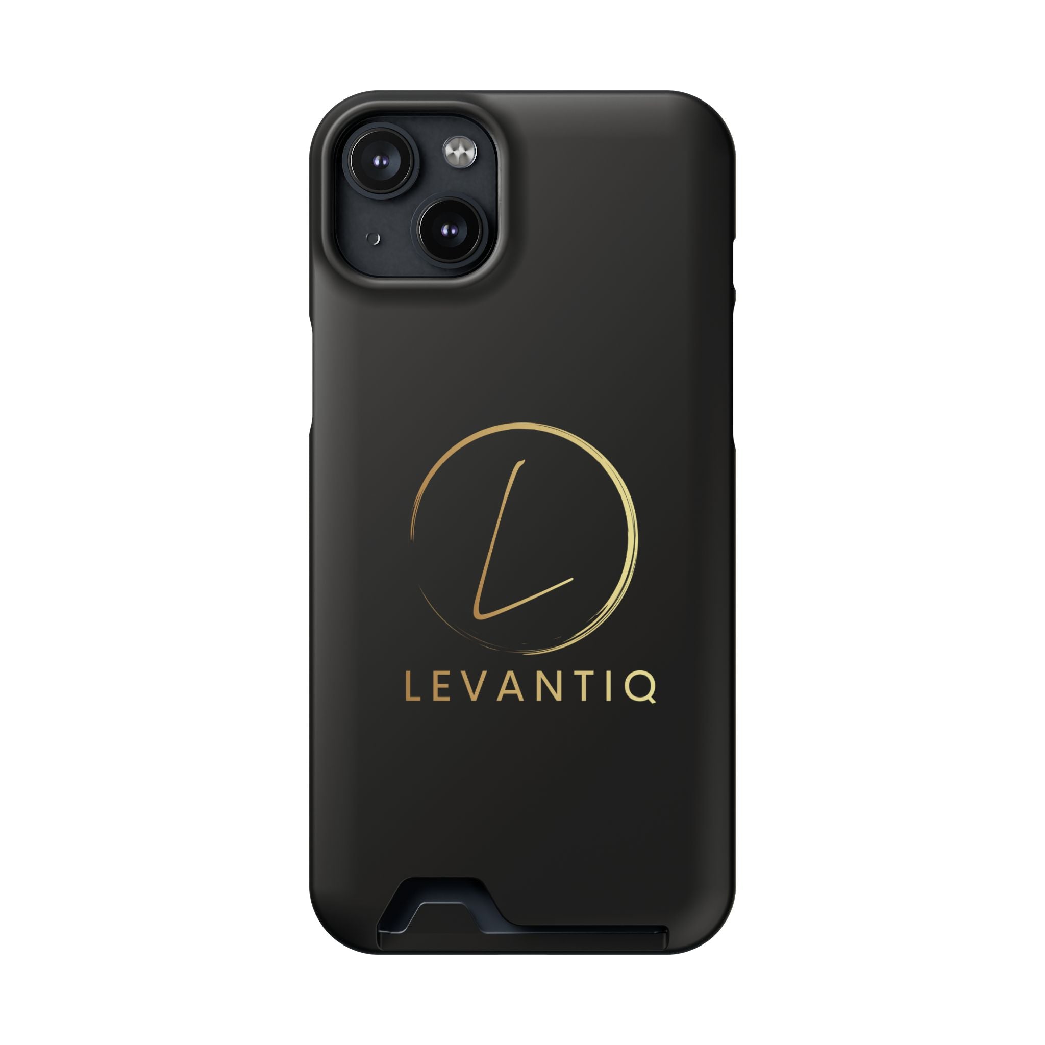 Étui de téléphone avec porte-cartes — Étui portefeuille fin noir élégant avec logo