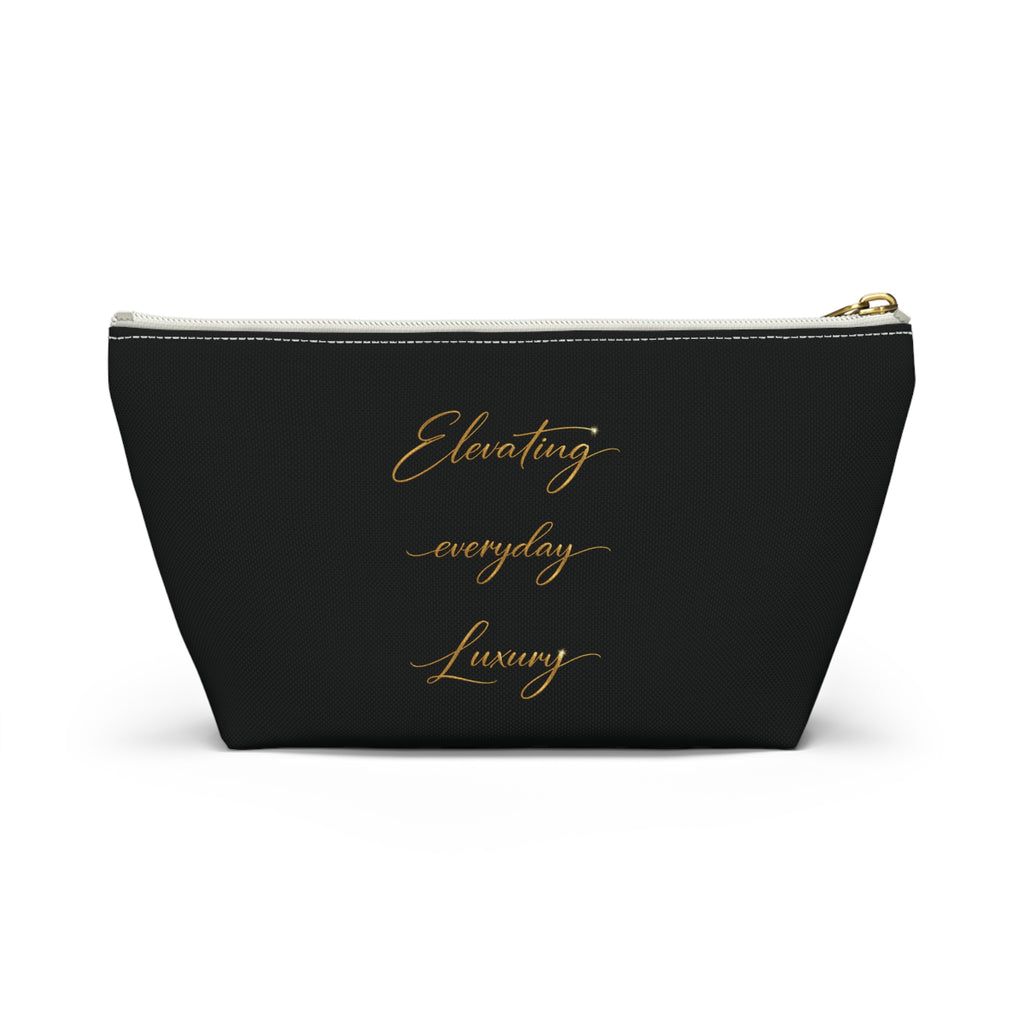 Luxury Black Accessory Pouch — Cosmetic & Travel T-Bottom Bag