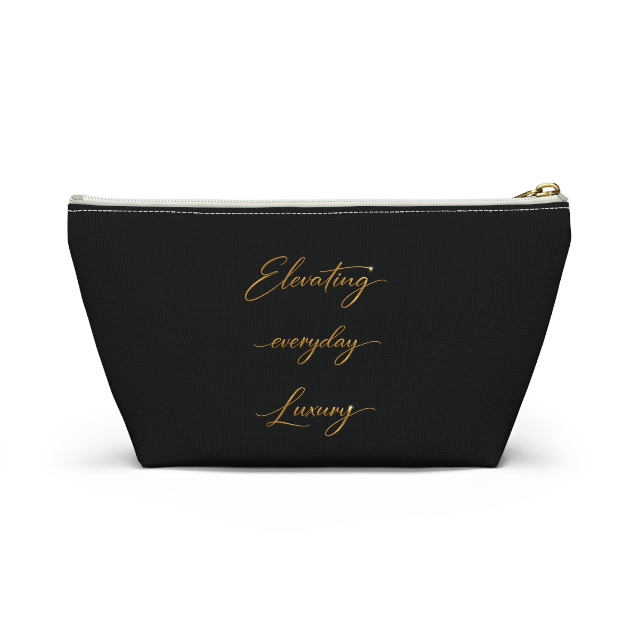 Luxury Black Accessory Pouch — Cosmetic & Travel T-Bottom Bag