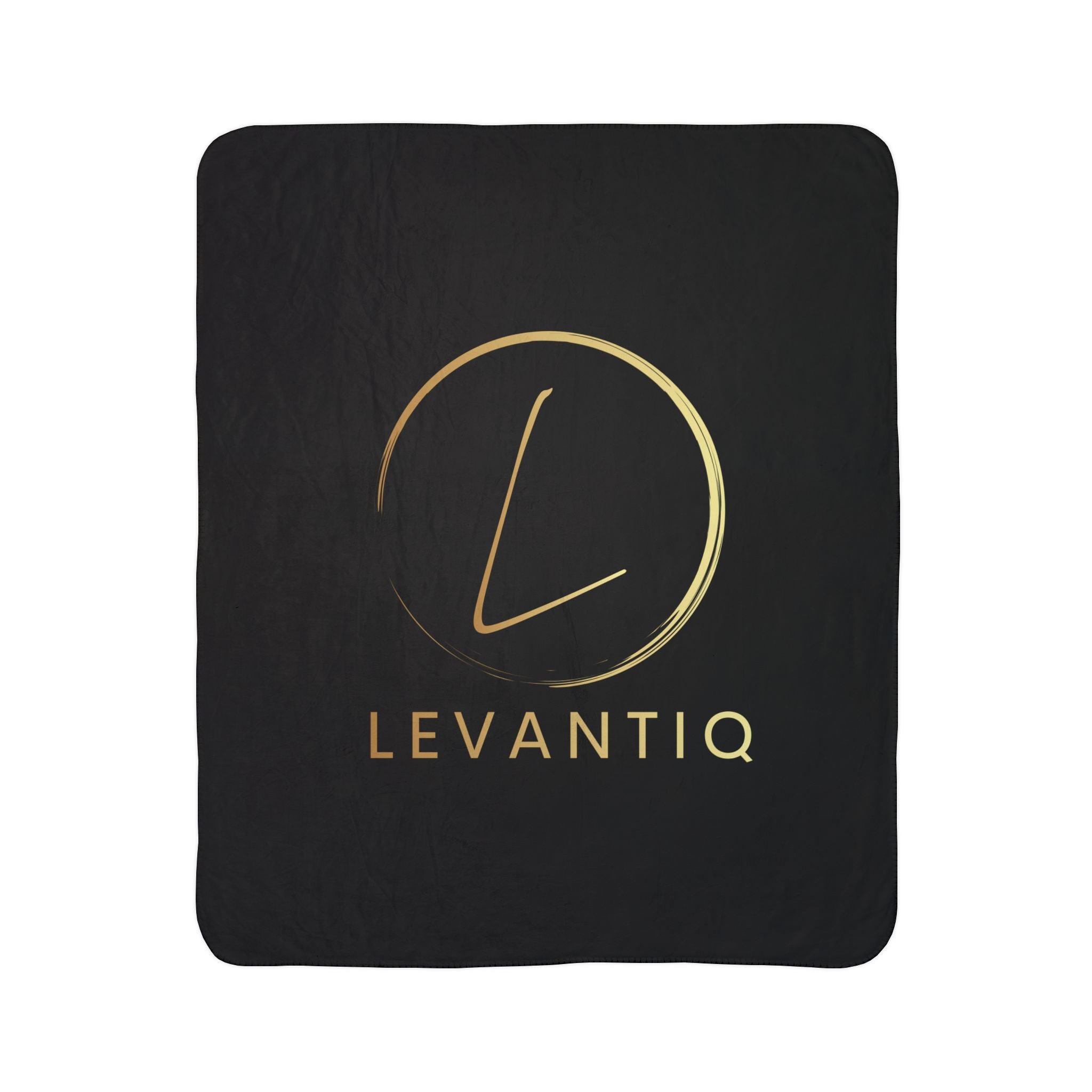 Levantiq Gold Logo Sherpa Blanket — Luxurious Black Fleece Throw