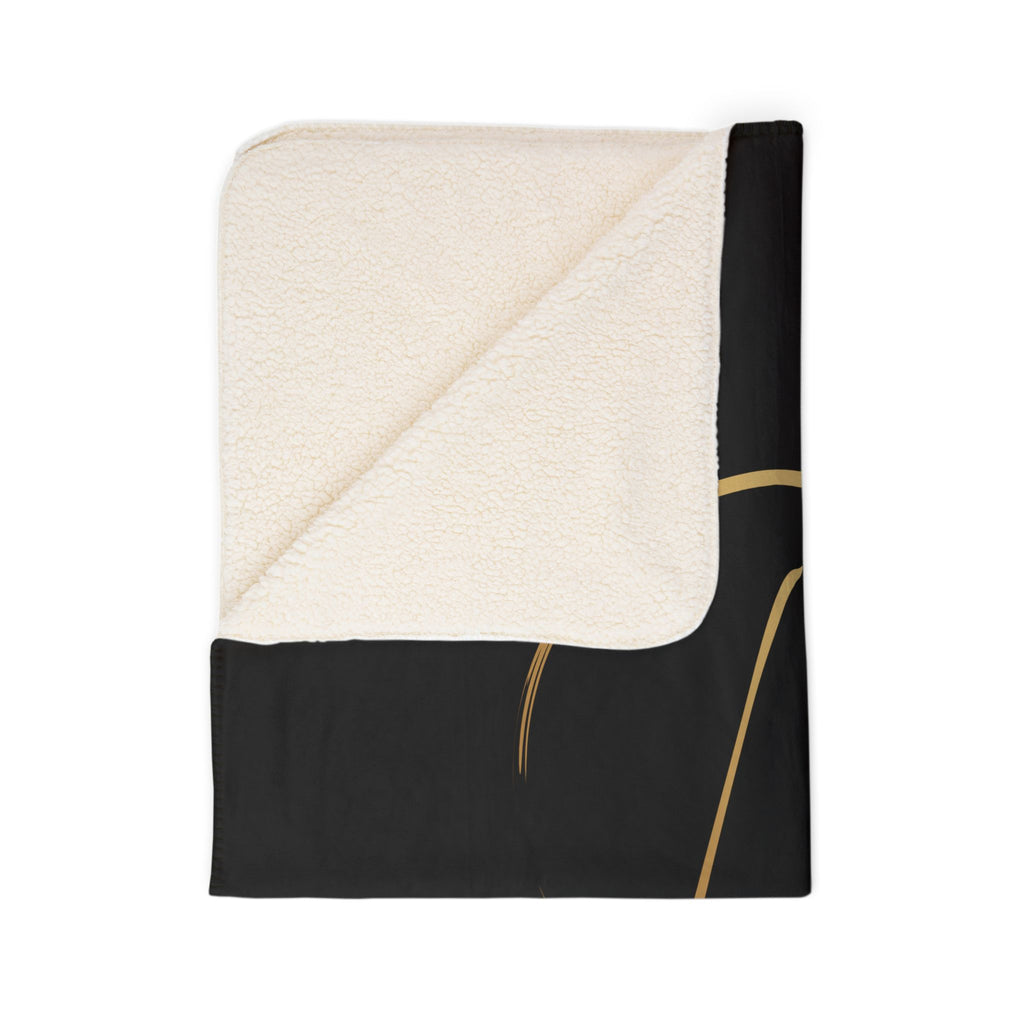Levantiq Gold Logo Sherpa Blanket — Luxurious Black Fleece Throw