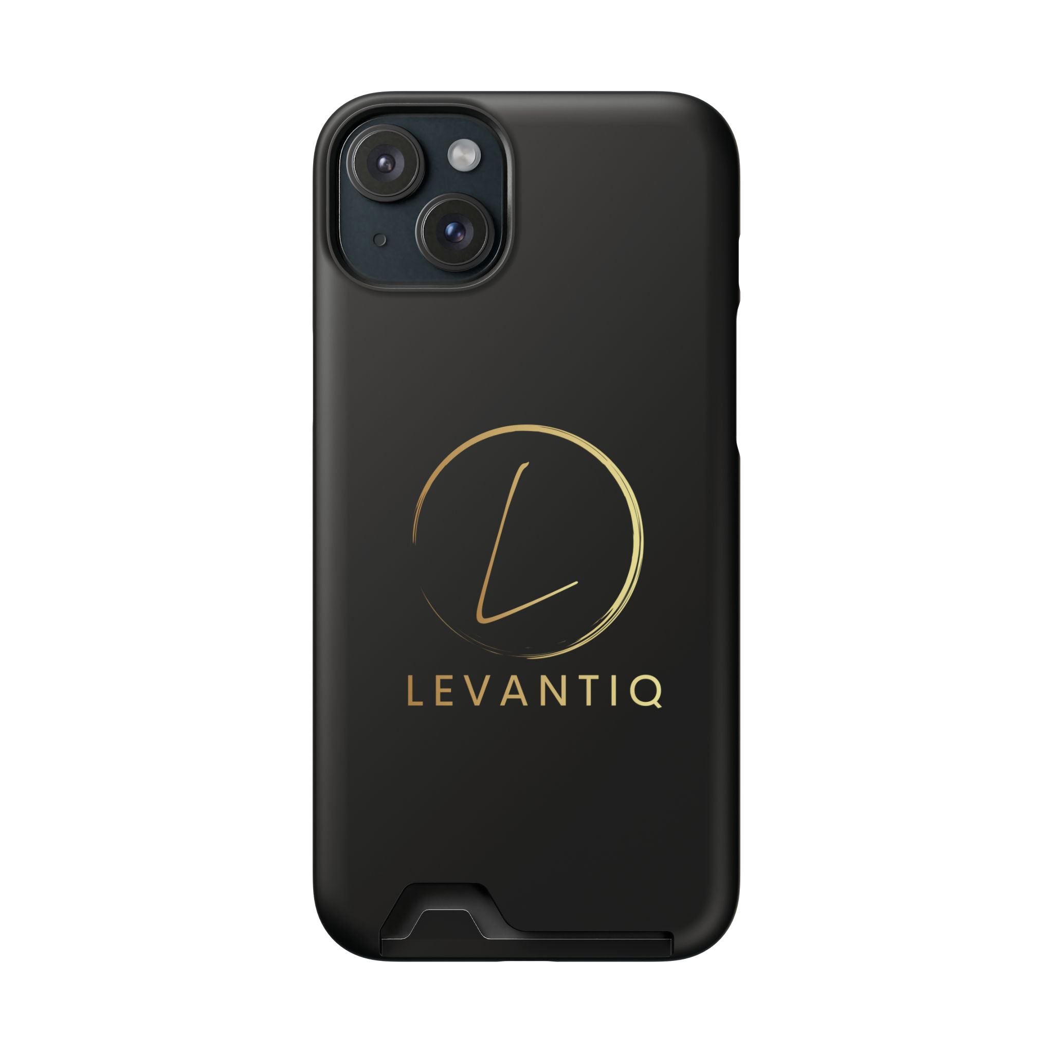 Étui de téléphone avec porte-cartes — Étui portefeuille fin noir élégant avec logo