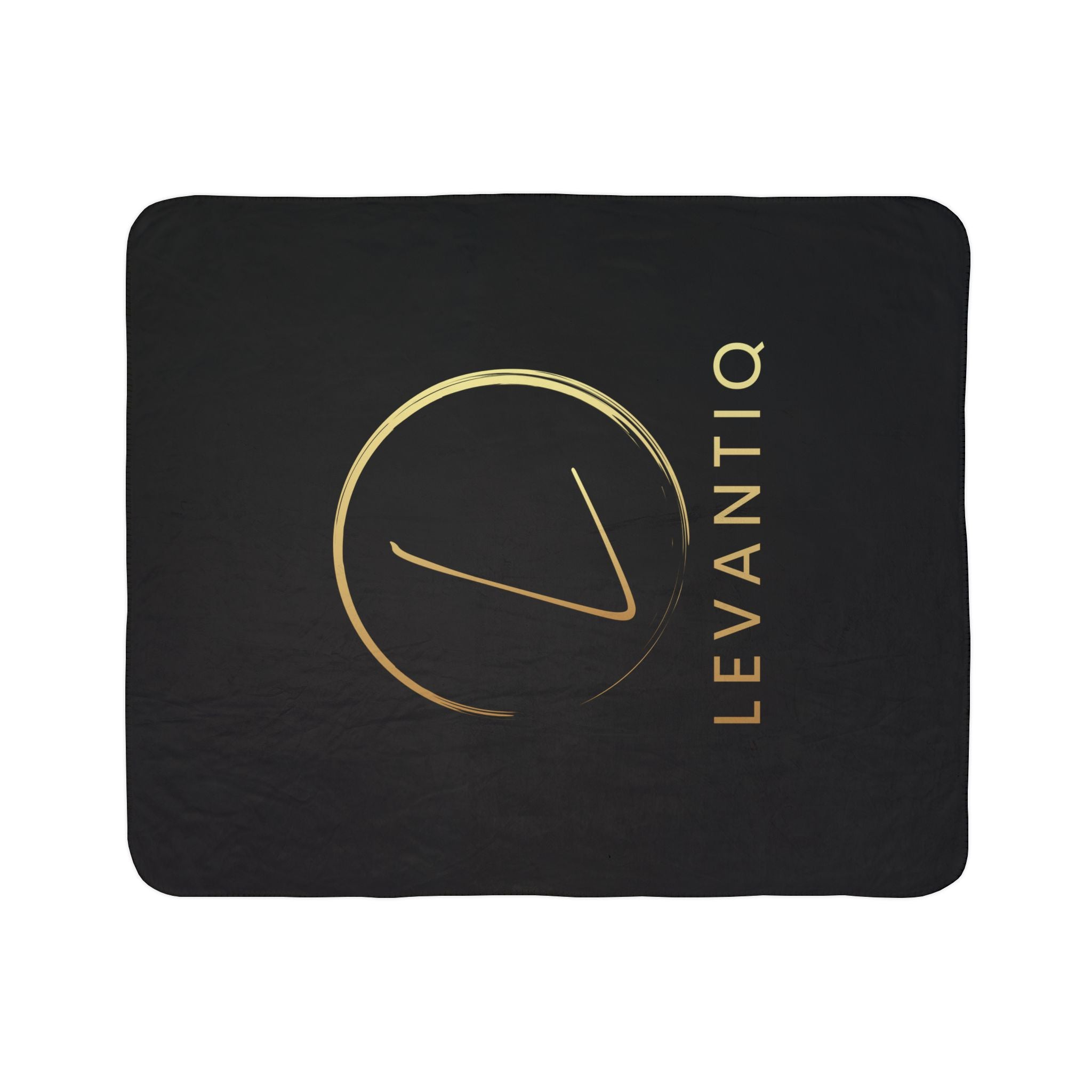 Levantiq Gold Logo Sherpa Blanket — Luxurious Black Fleece Throw