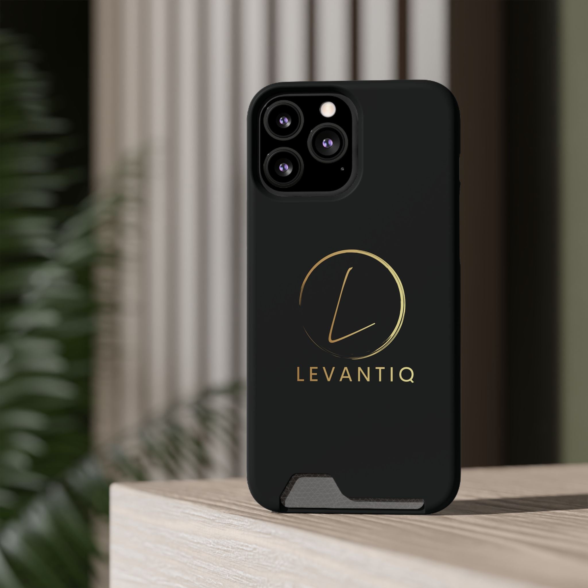 Phone Case with Card Holder — Sleek Black Logo Slim Wallet Case