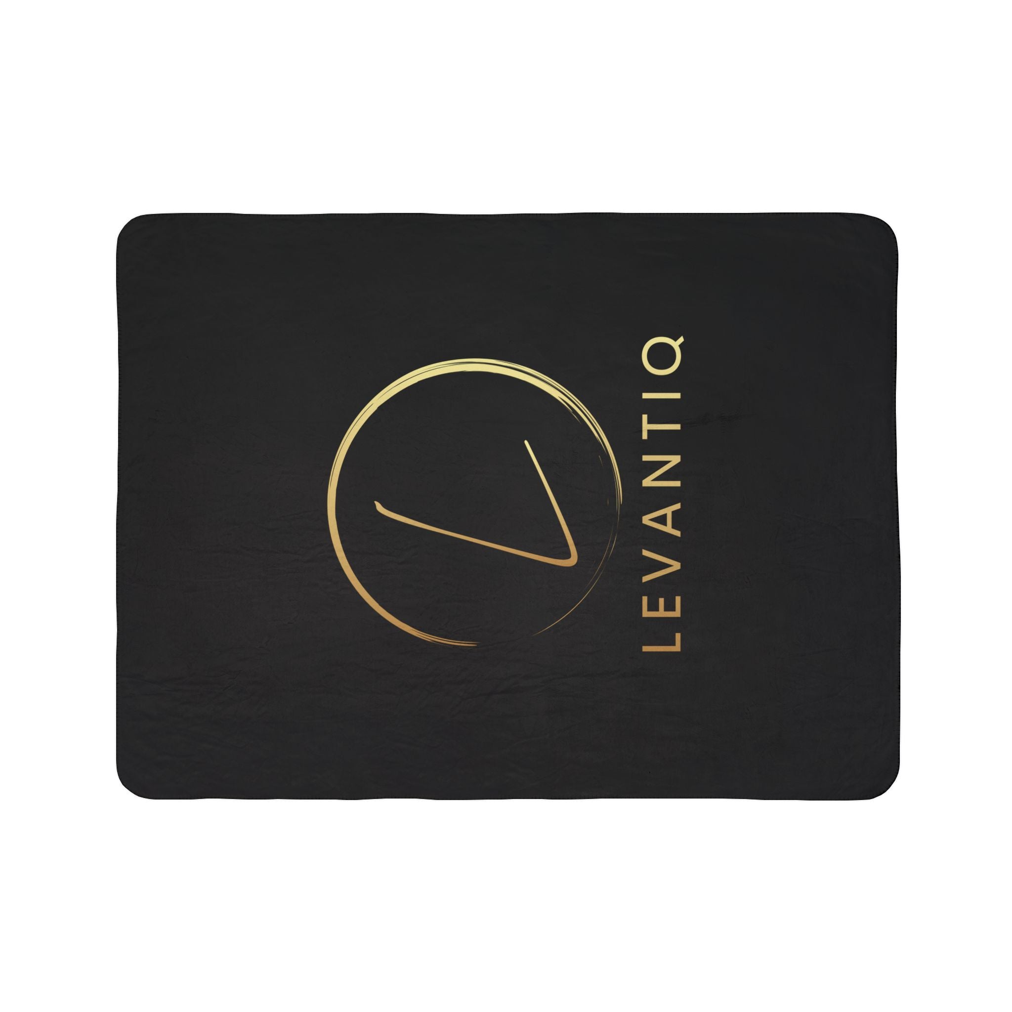 Levantiq Gold Logo Sherpa Blanket — Luxurious Black Fleece Throw