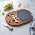 Engraved Acacia Charcuterie Board with Slate Insert & Cheese Tools