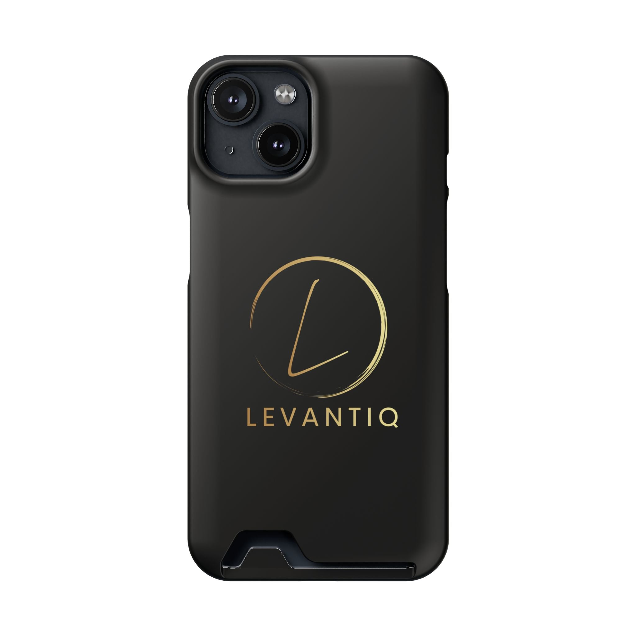 Étui de téléphone avec porte-cartes — Étui portefeuille fin noir élégant avec logo