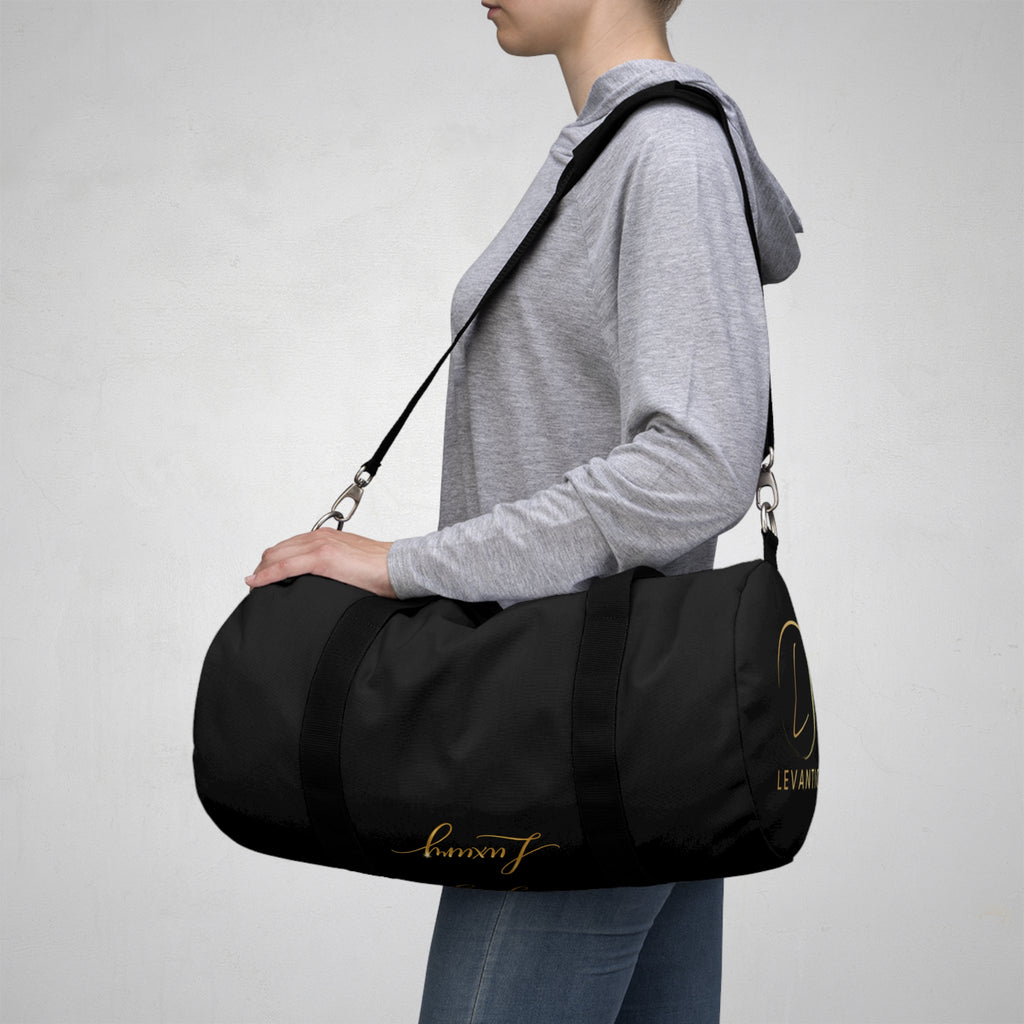 Embroidered Black Duffel Bag – Classic Travel & Gym Carryall