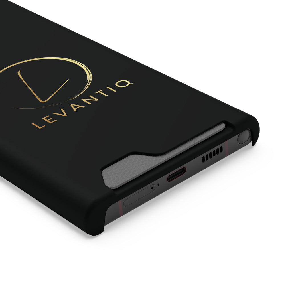 Phone Case with Card Holder — Sleek Black Logo Slim Wallet Case