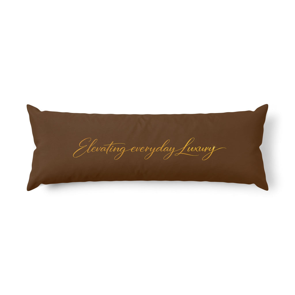 Body Pillow — 'Elevating Everyday Luxury' Brown Logo Decorative Pillow