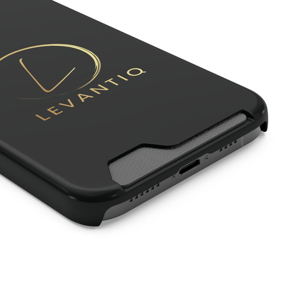 Phone Case with Card Holder — Sleek Black Logo Slim Wallet Case